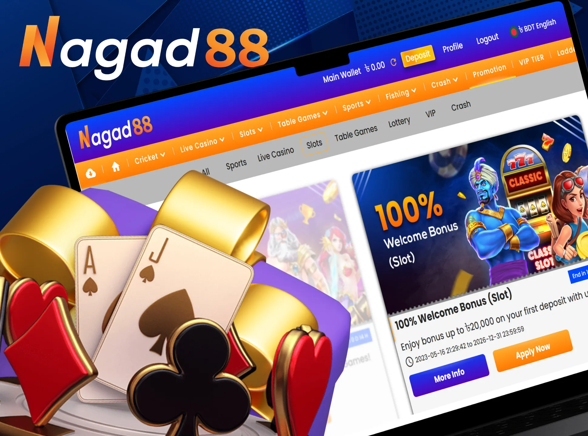 Get a profitable welcome casino bonus Nagad88 after registration.