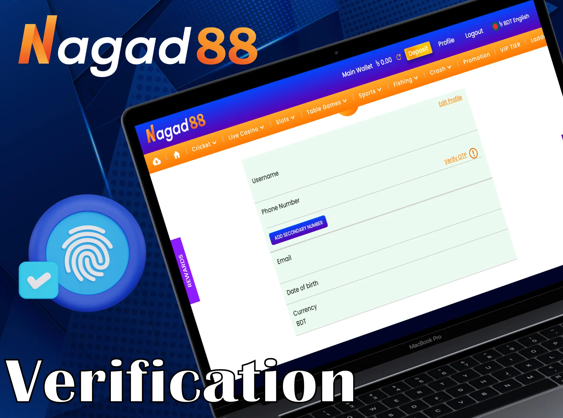 Pass a simple verification on Nagad88.