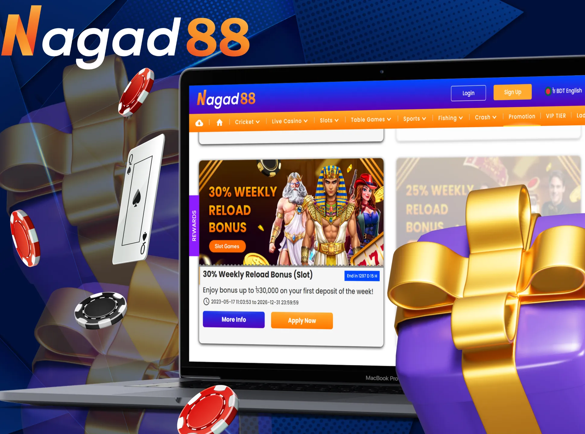 Get Weekly Reload Casino Bonus at Nagad88.