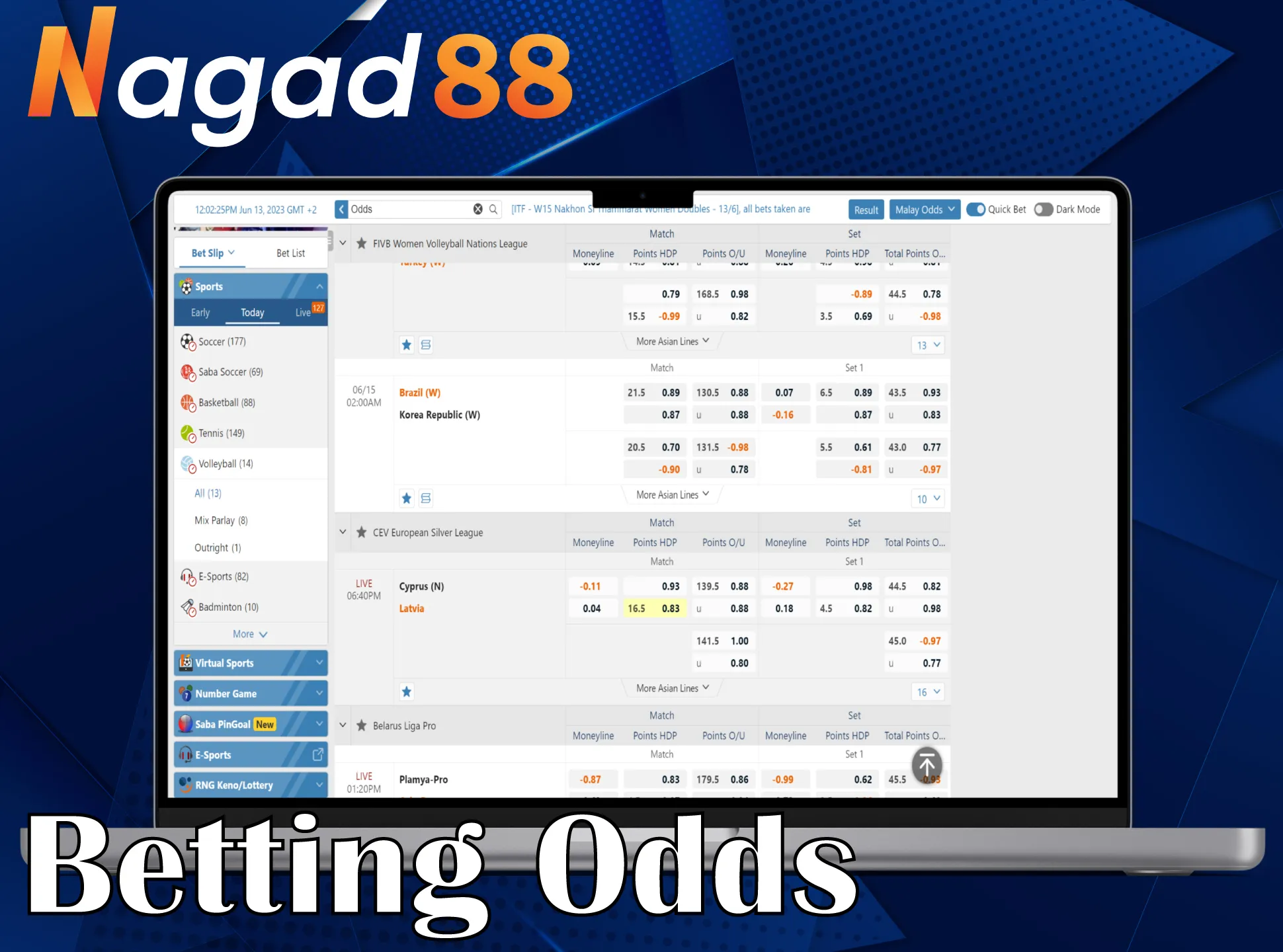 With Nagad88 you have the best betting odds available.