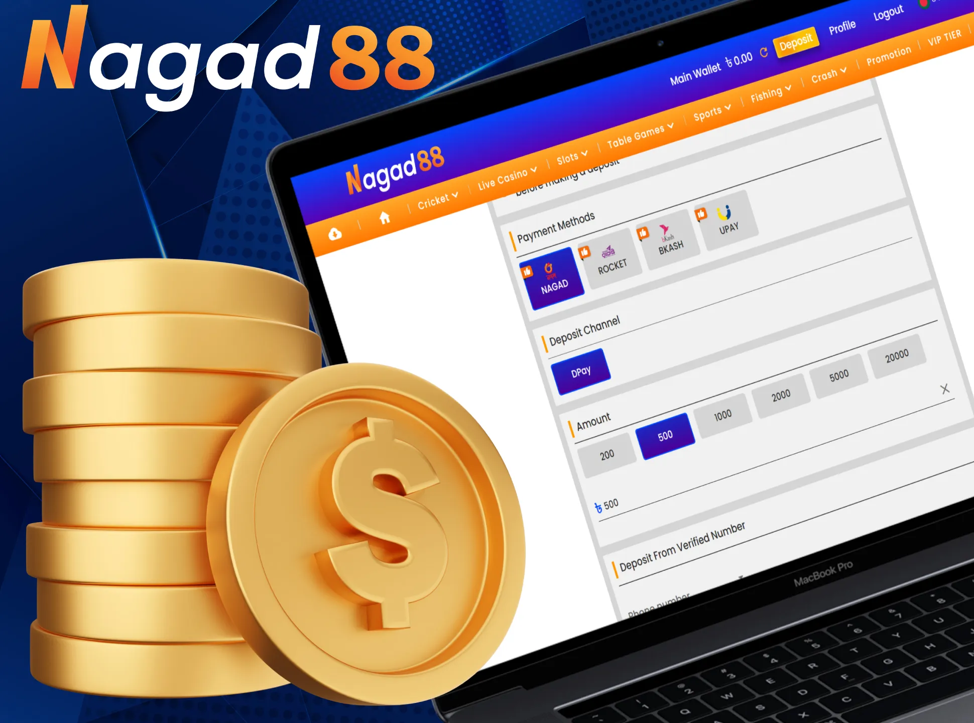 At Nagad88 it is easy and fast to make a deposit for betting and withdraw your winnings.