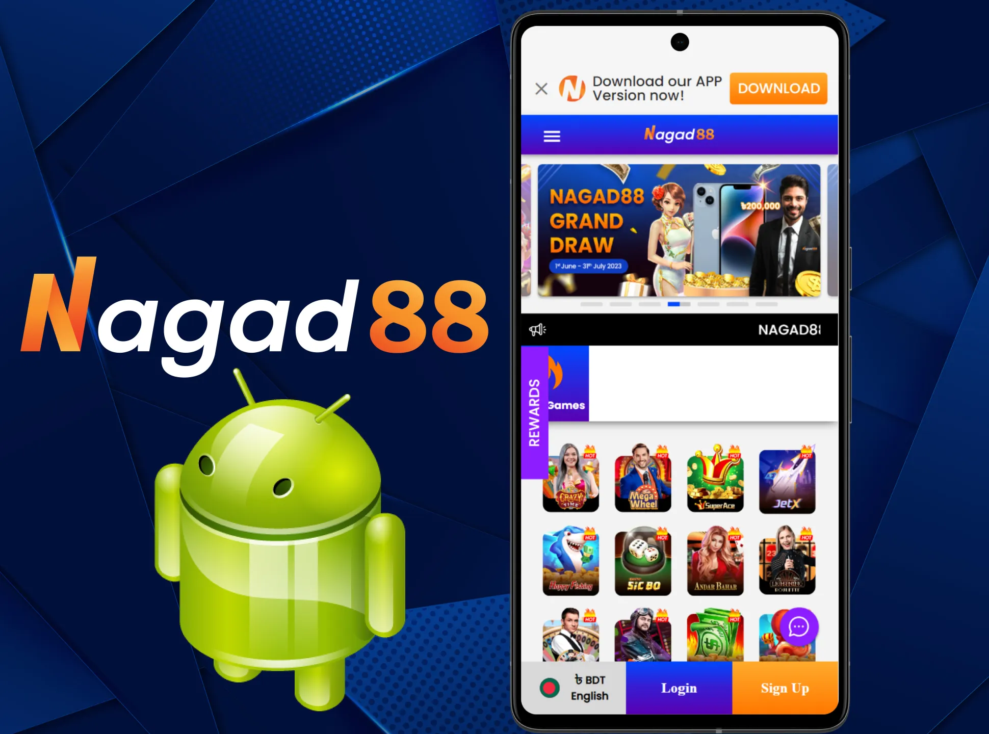 With Nagad88 you can place bets directly from your Android device through the special app.