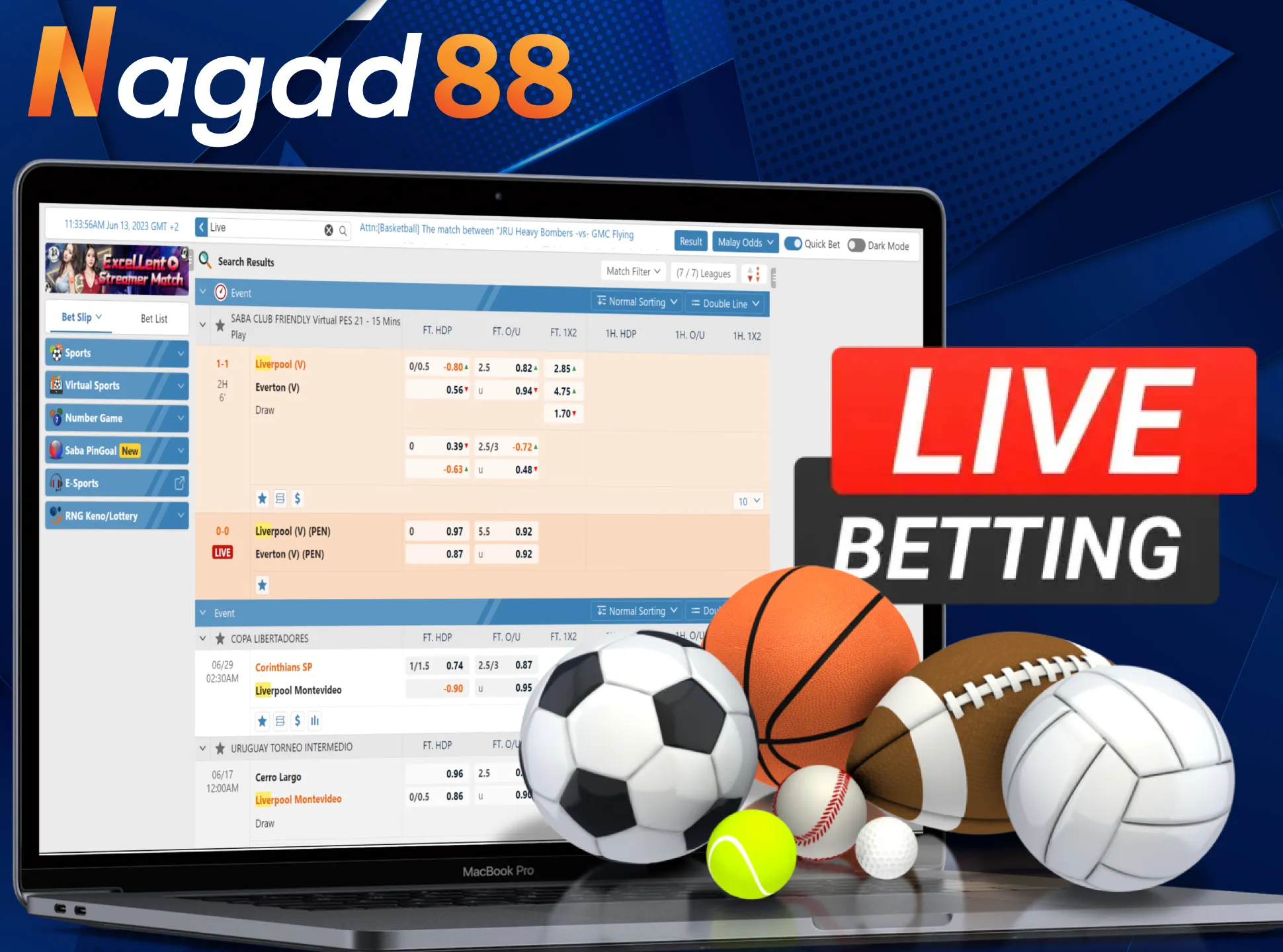 With Nagad88 you can place bets while streaming a match.