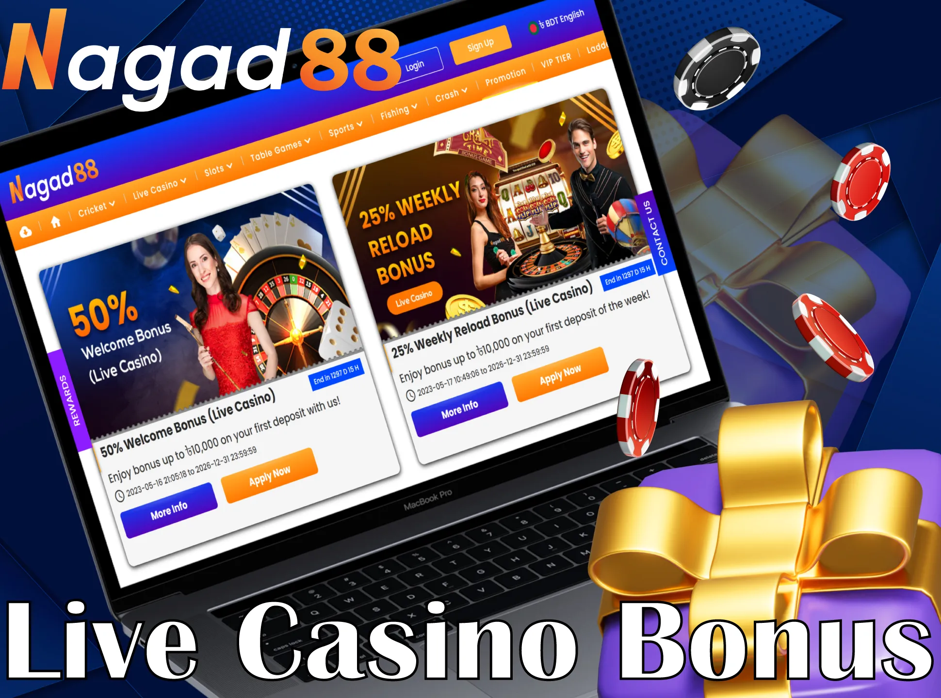 Get a special bonus for Live Casino games from Nagad88.