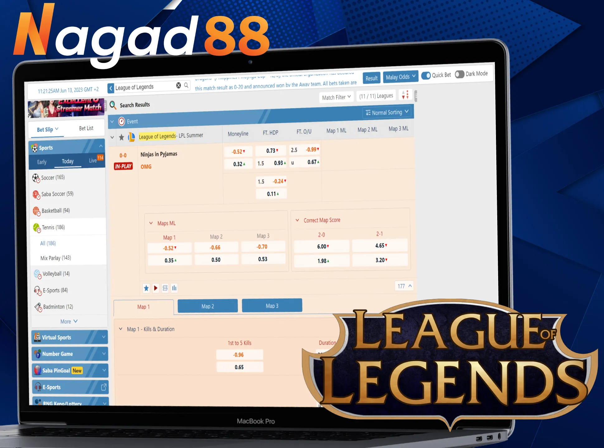 Place your bet on the League of Legends tournament at Nagad88.
