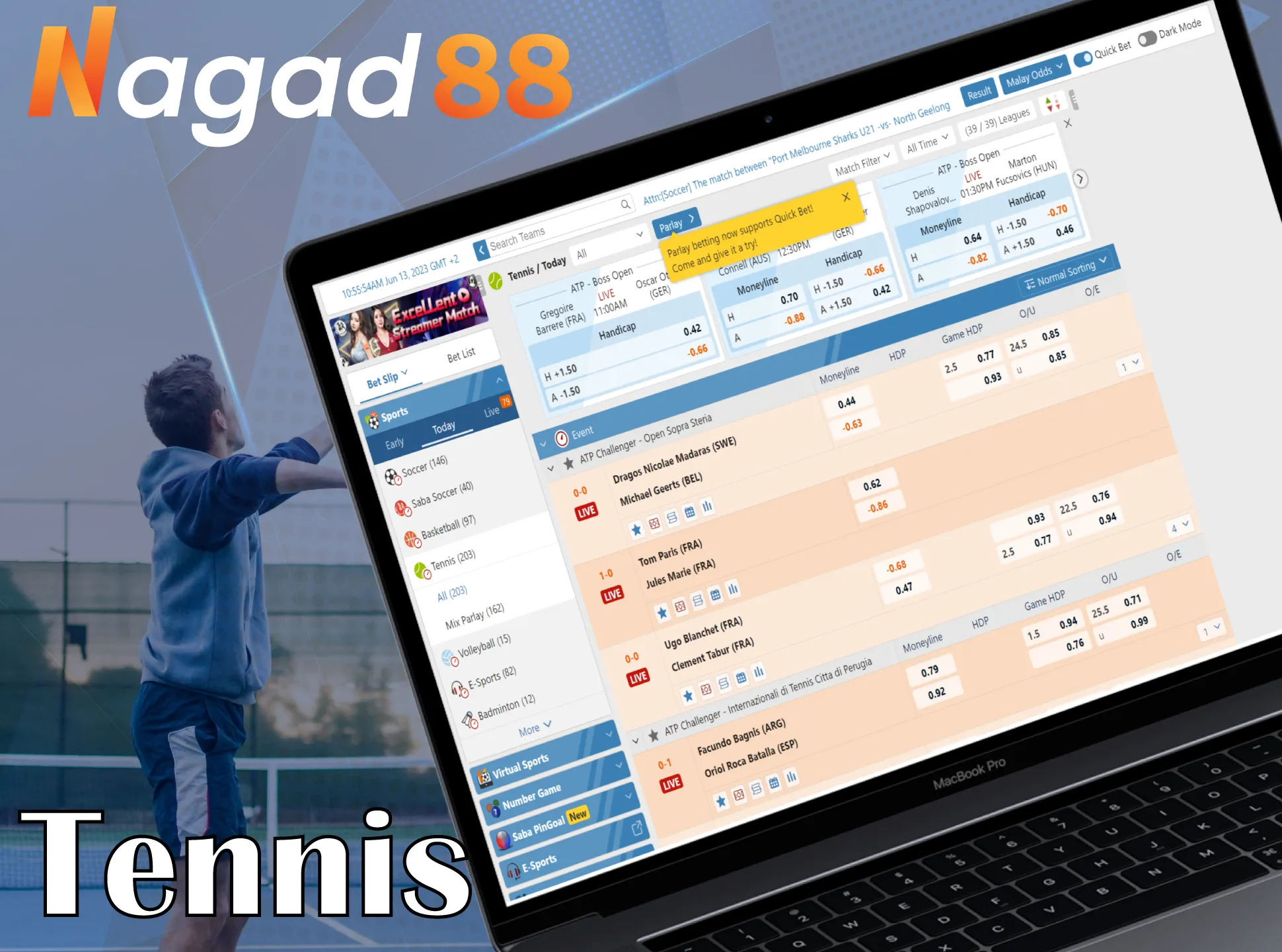 With Nagad88, make your winning tennis bet.