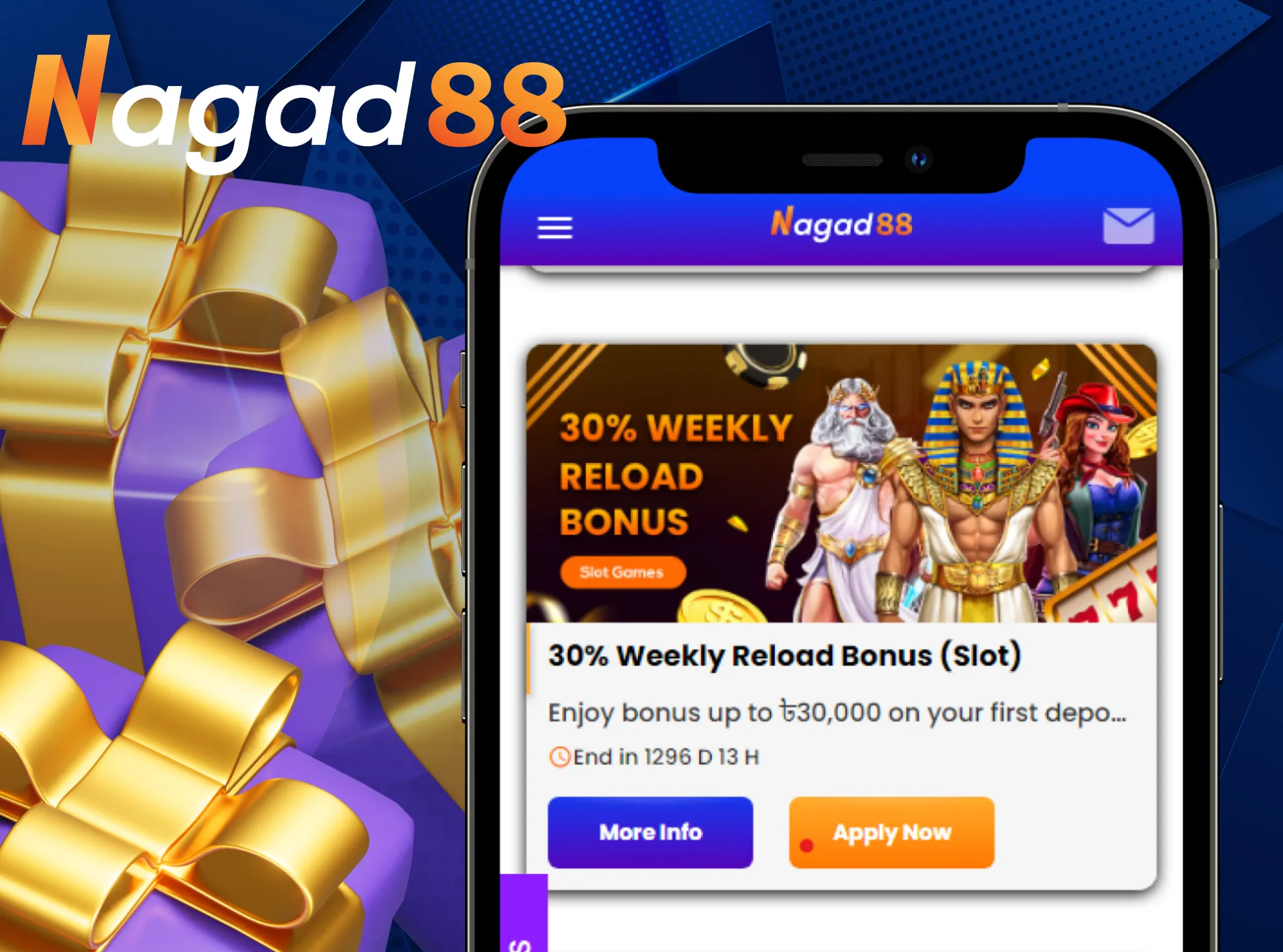 Be sure to take advantage of the weekly reload casino bonus from Nagad88 in the application.