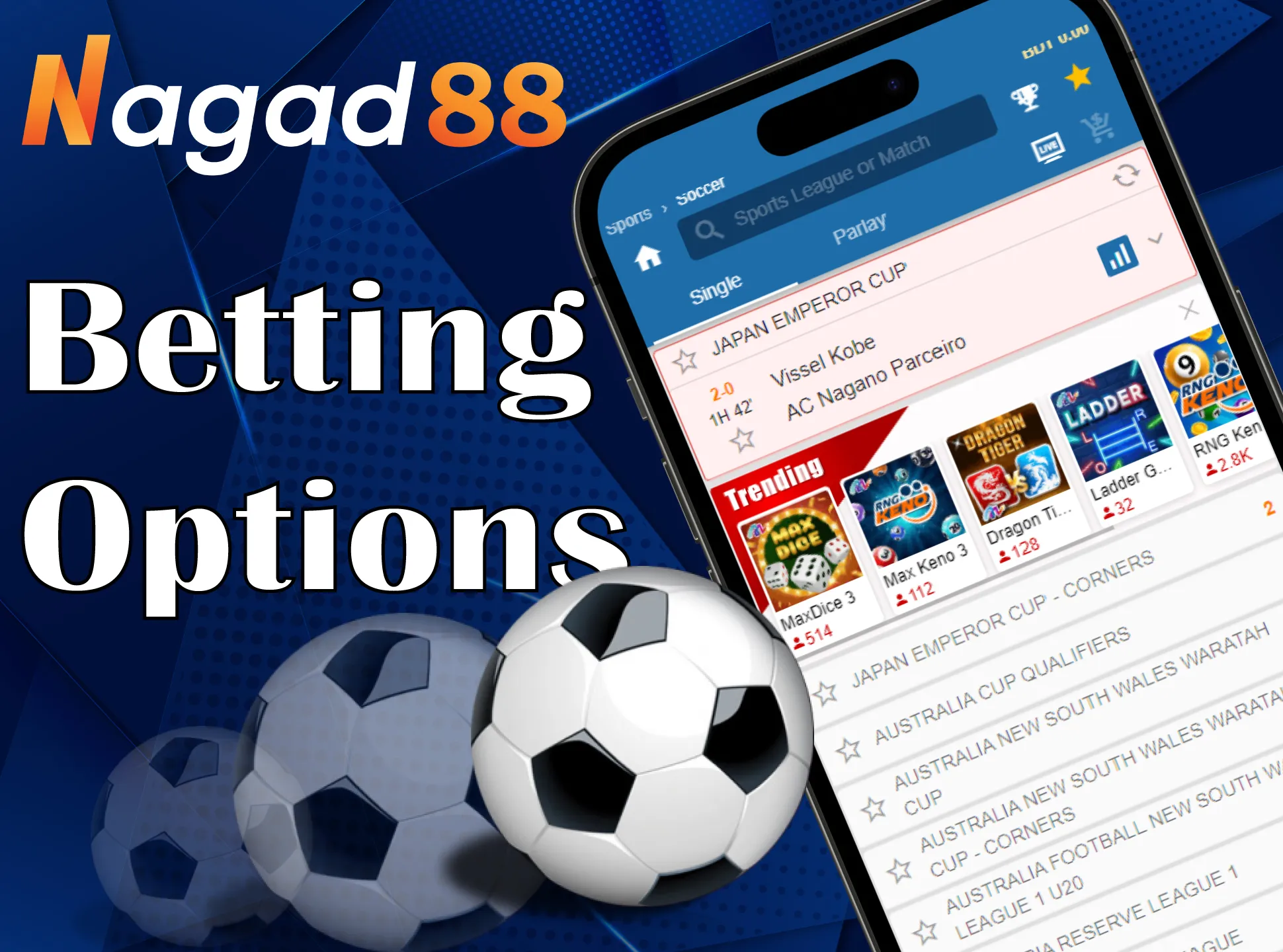 A variety of betting options are available to you in the Nagad88 app.