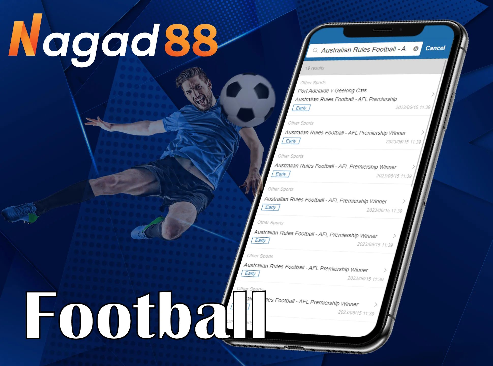 Bet on your favorite soccer teams at Nagad88 app.