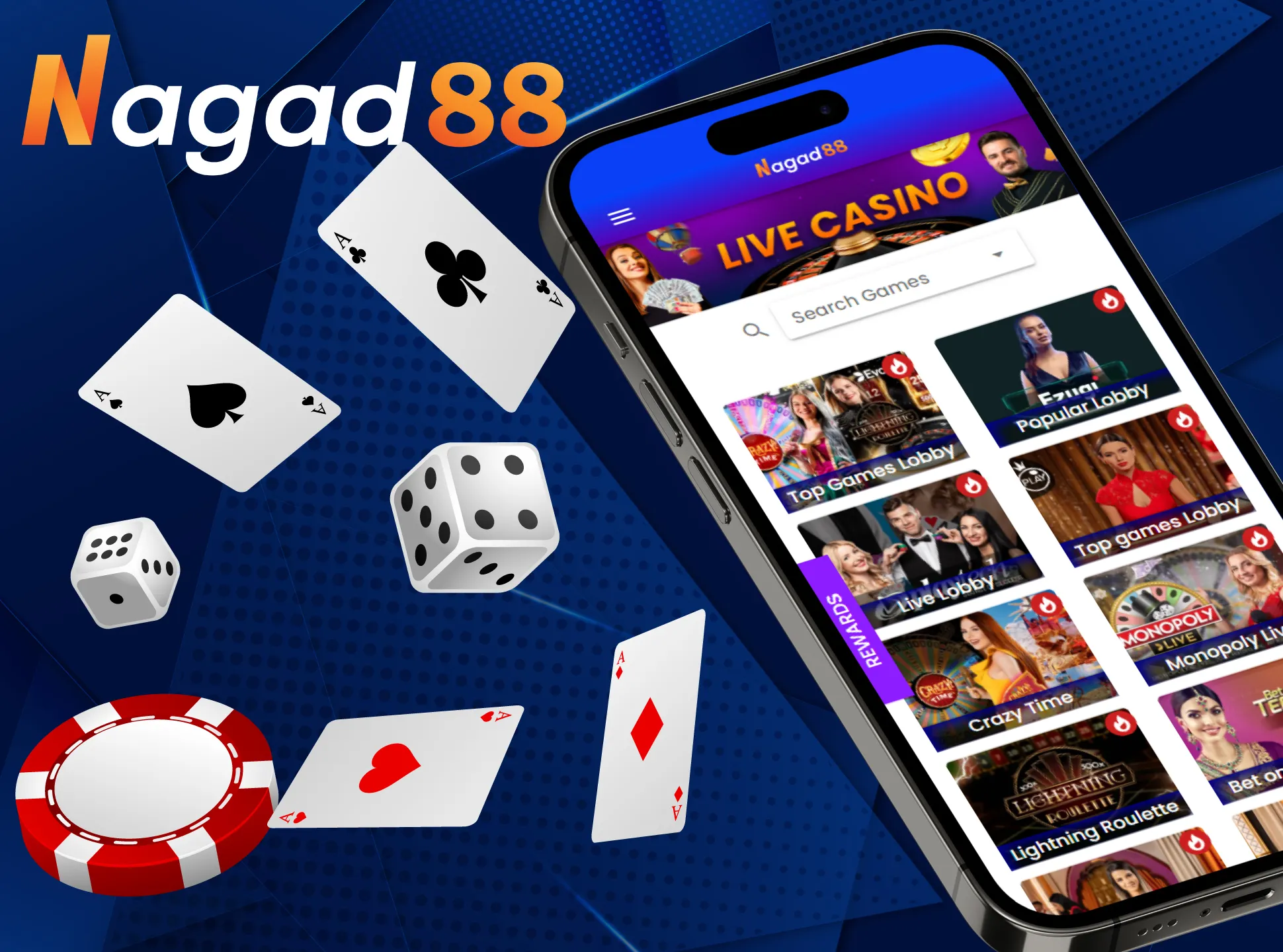 Be sure to go to the casino section of the Nagad88 app.