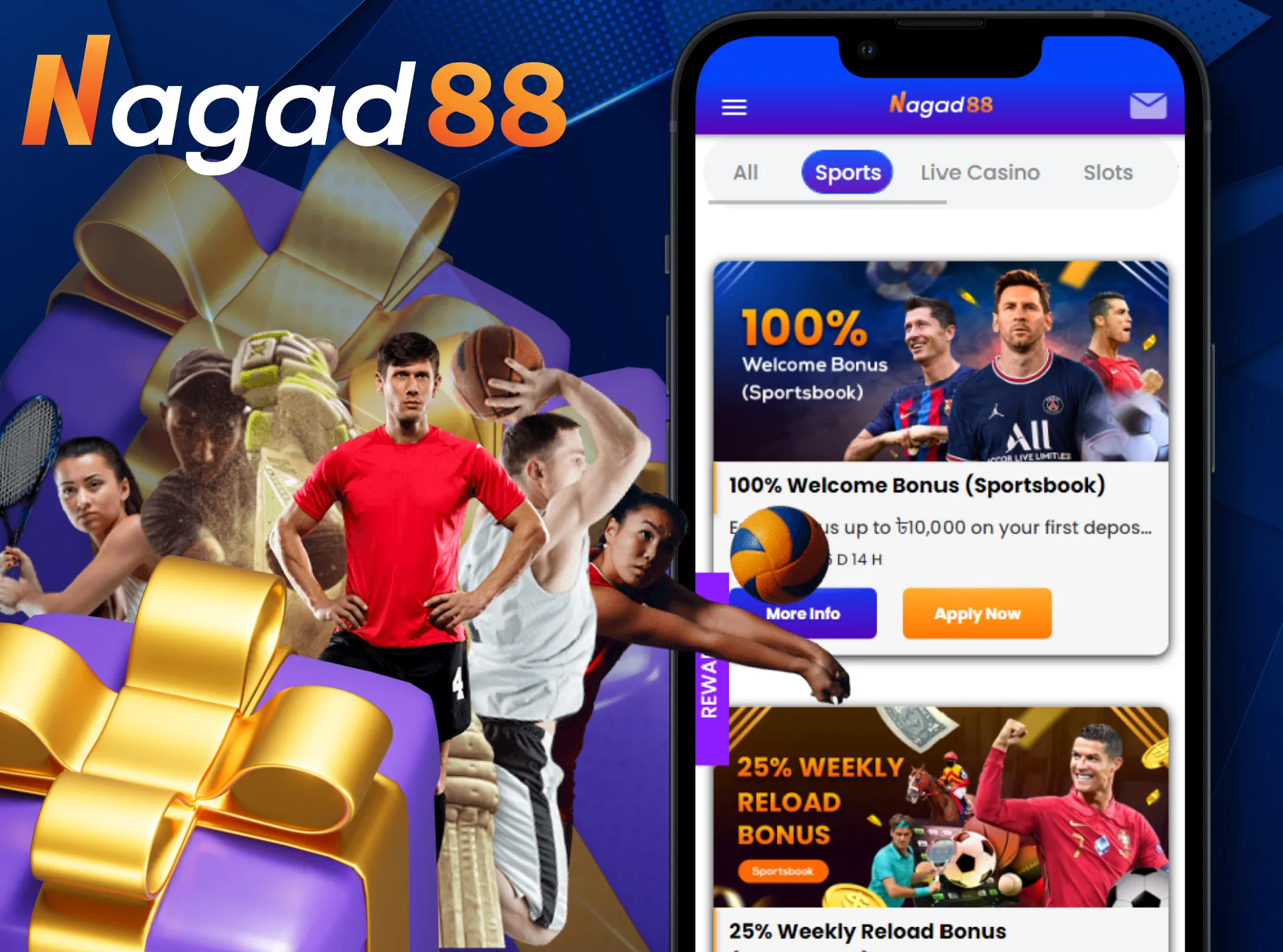 In the Nagad88 app, get a special bonus on sports betting.