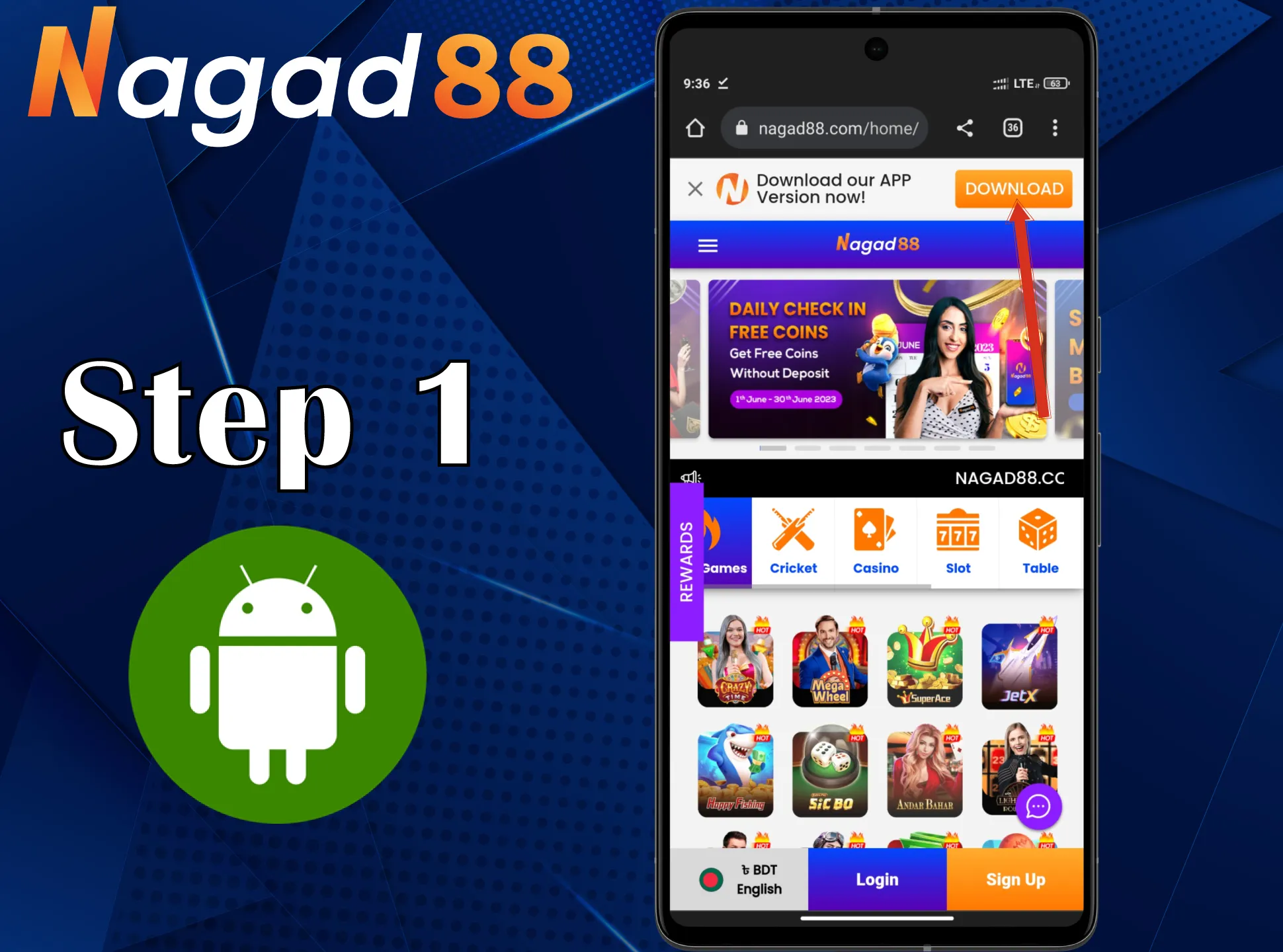 Download the Nagad88 app.