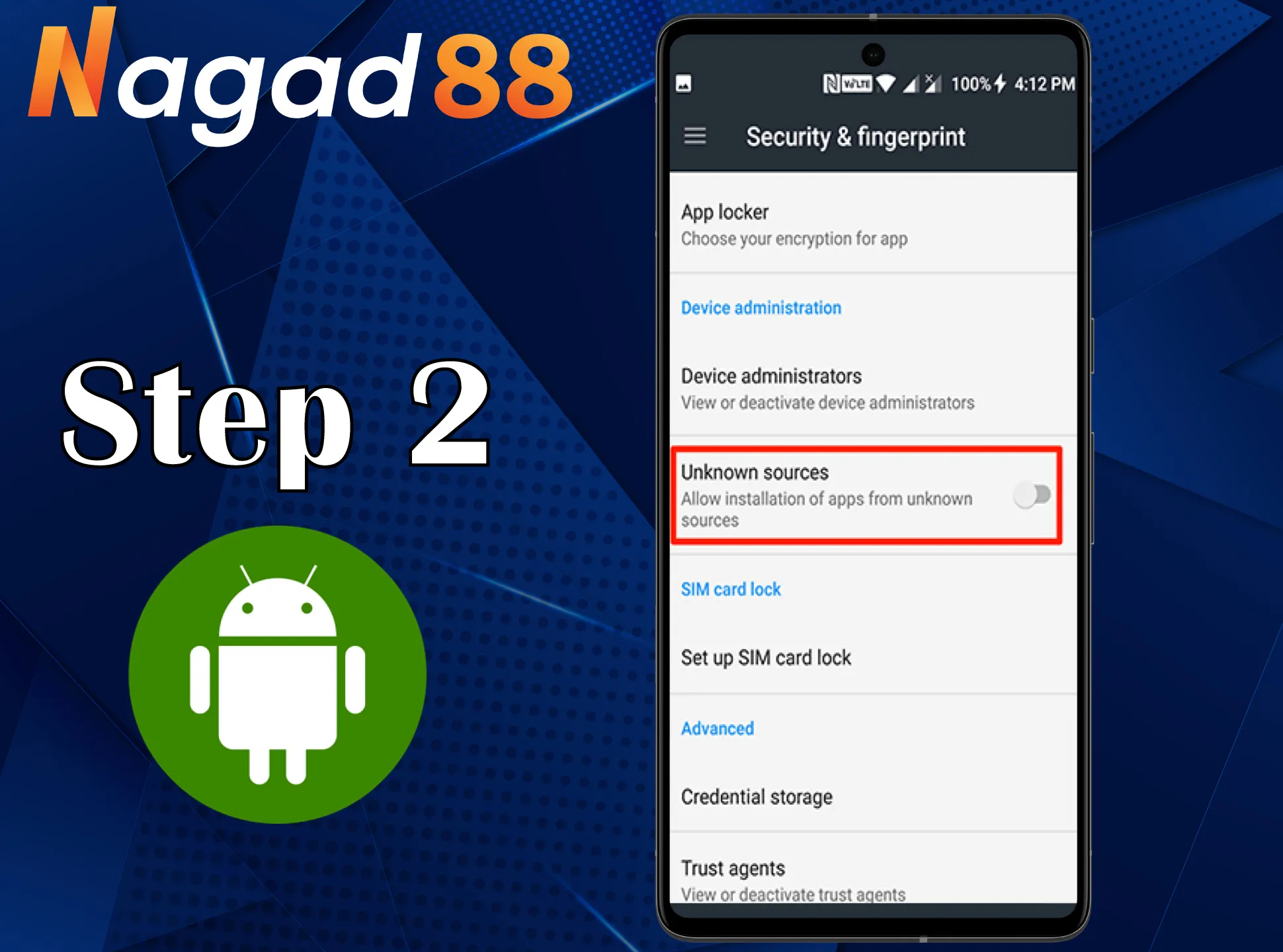 Allow installation from unknown sources to install the Nagad88 app.