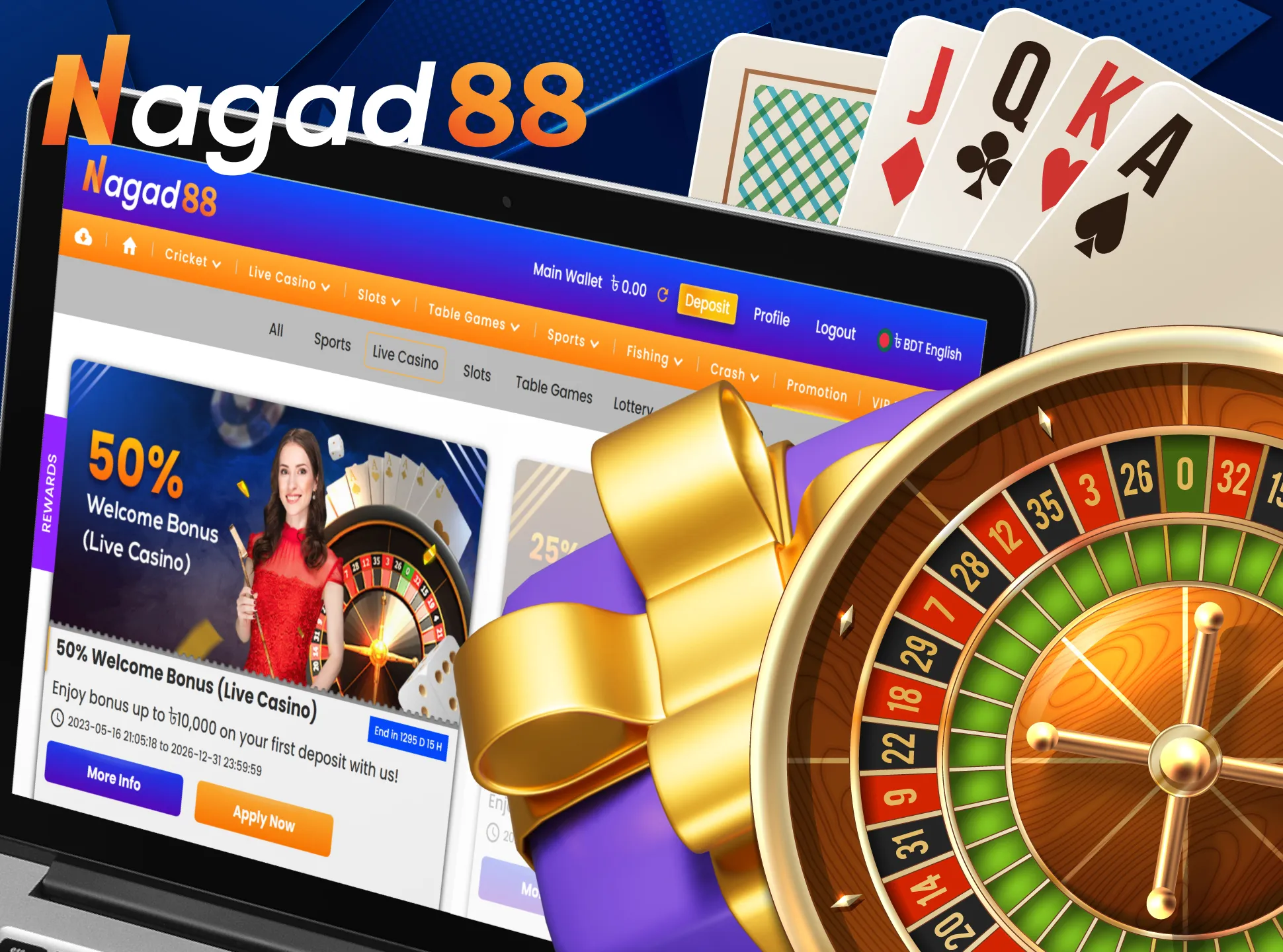 Take advantage of the welcome live casino bonus from Nagad88.