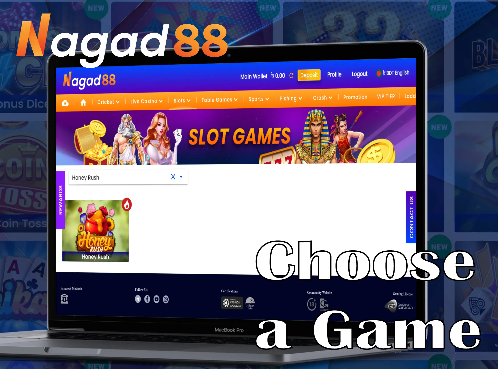 Search and choose any game at Nagad88.