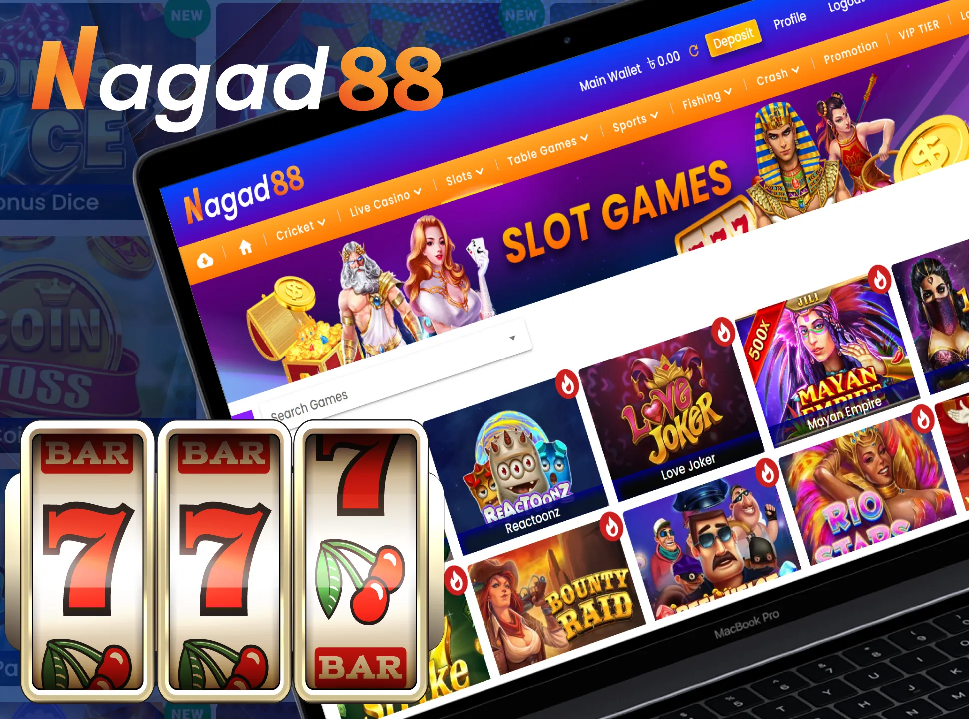 Enjoy slots at Nagad88 Casino.