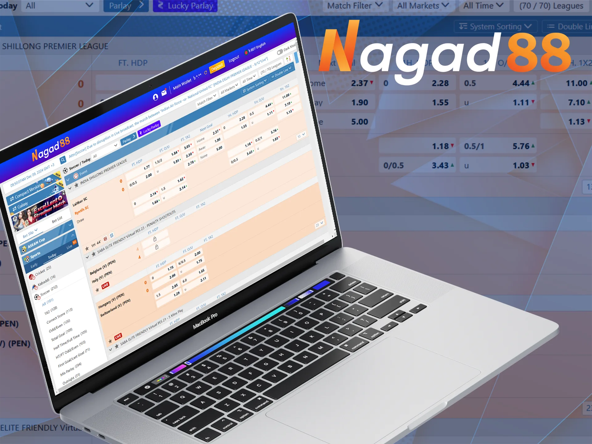 Make accumulator bets on matches with Nagad88.