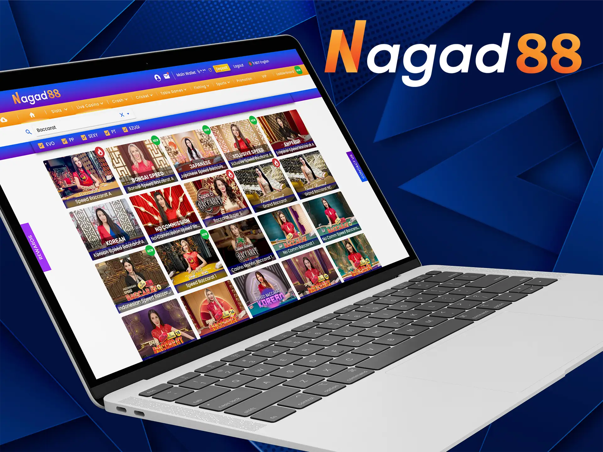 With Nagad88 casino you have the opportunity to play baccarat.