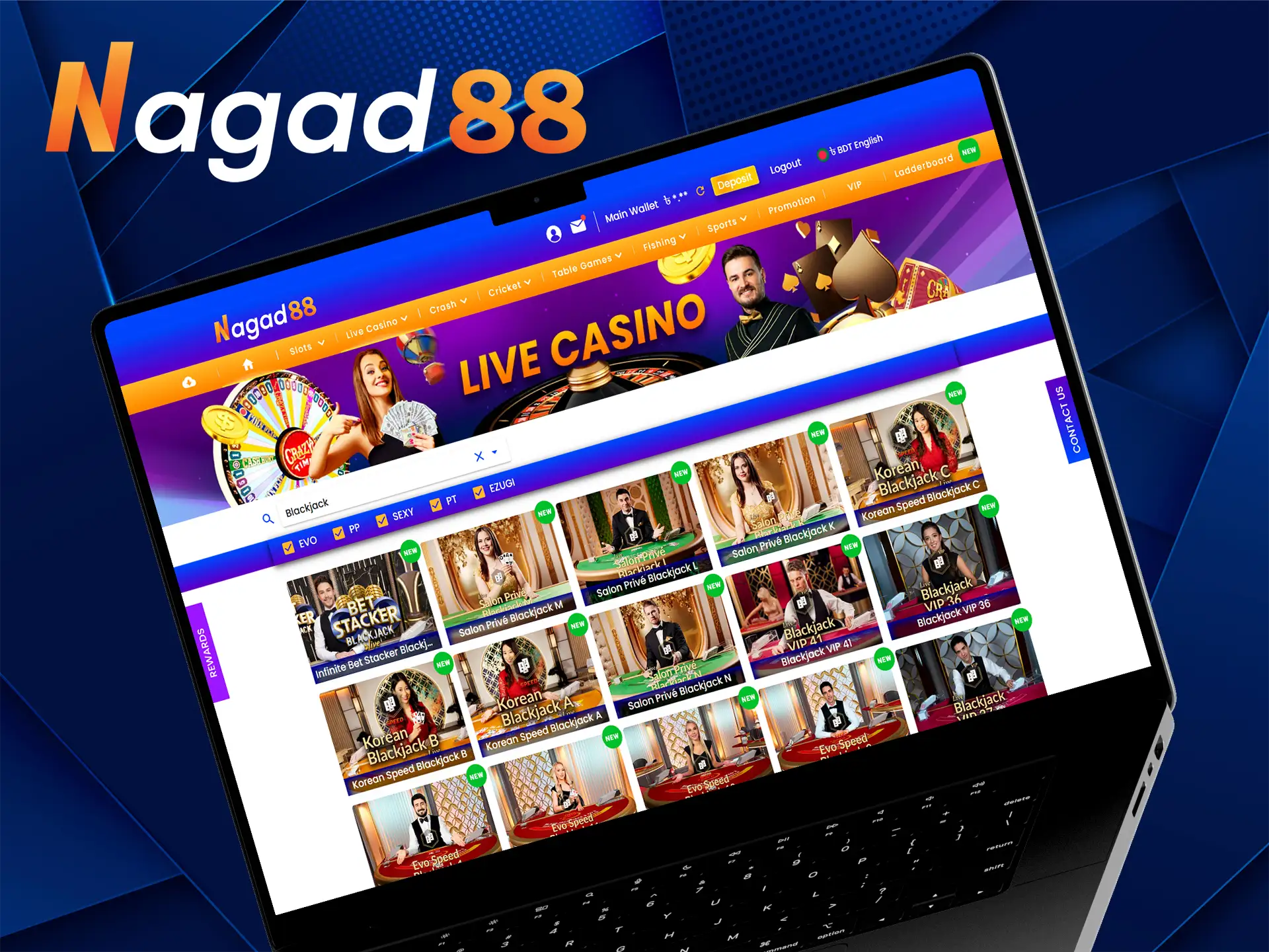 Play exciting blackjack with Nagad88.