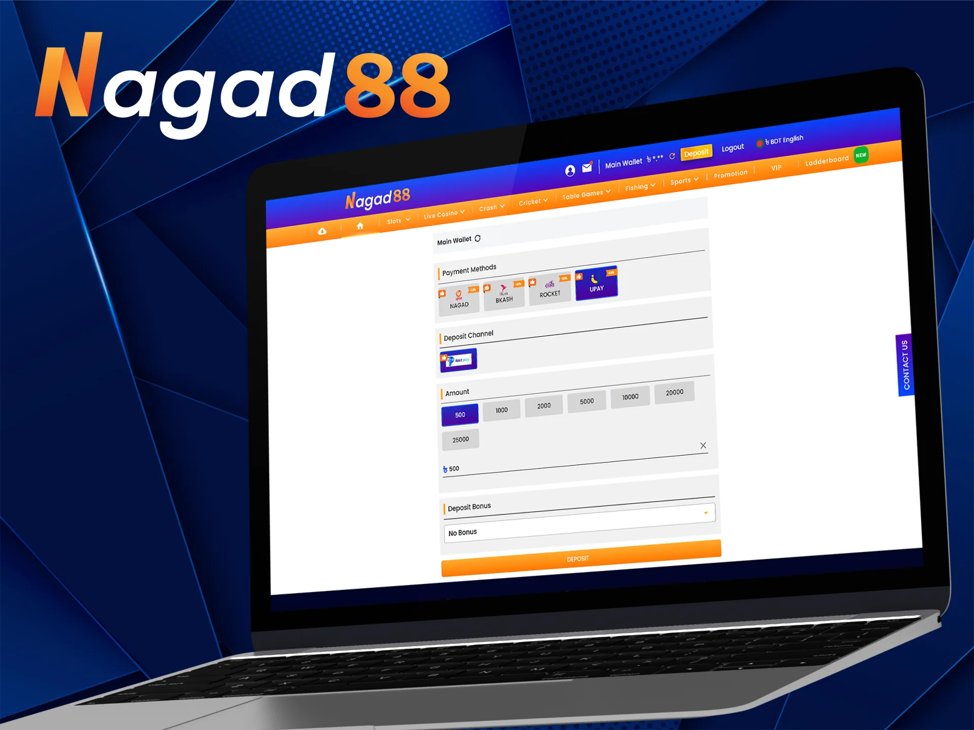 At Nagad88 it is easy and fast to make a deposit for betting and withdraw your winnings.