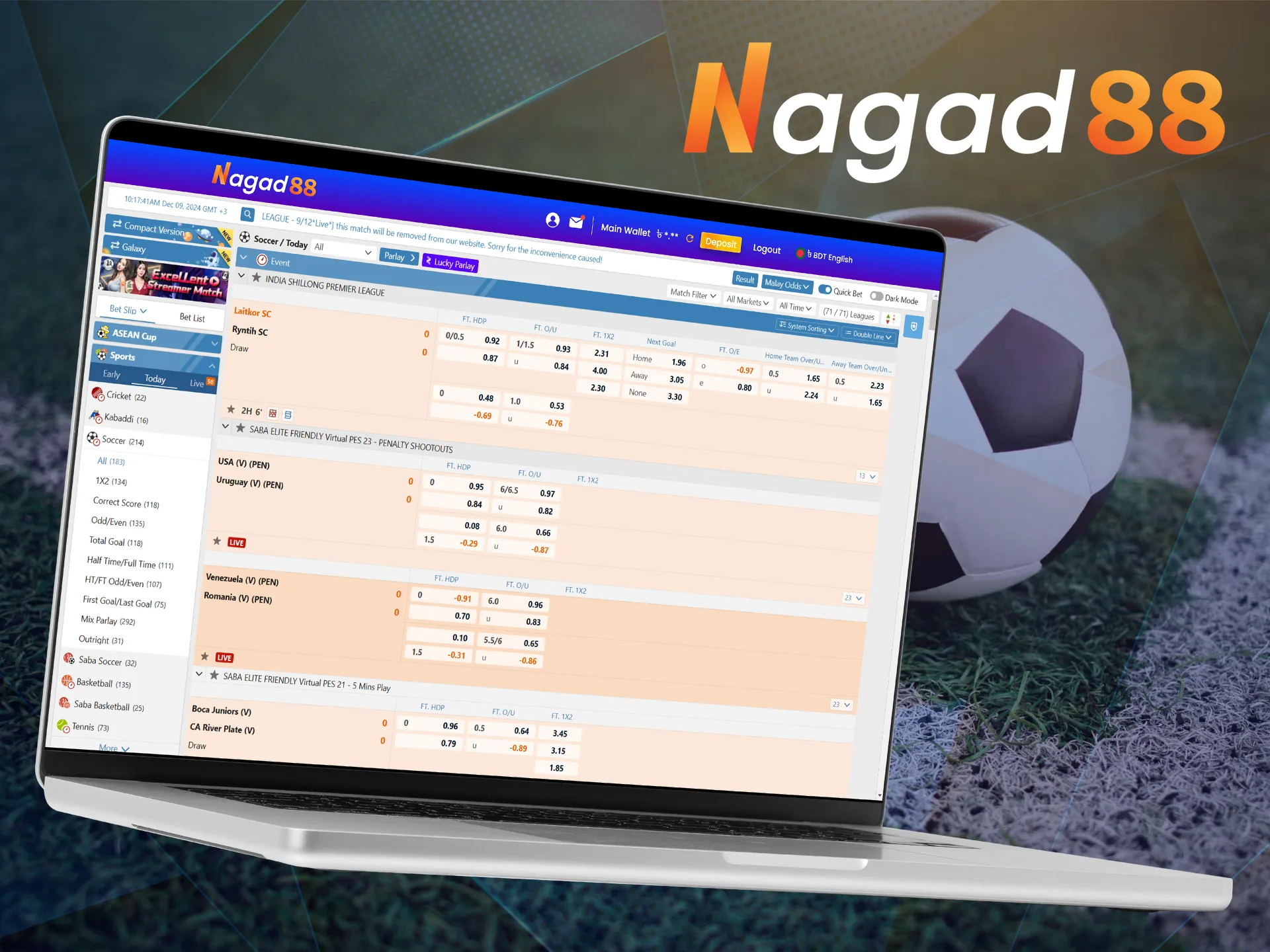 Bet on football at Nagad88.