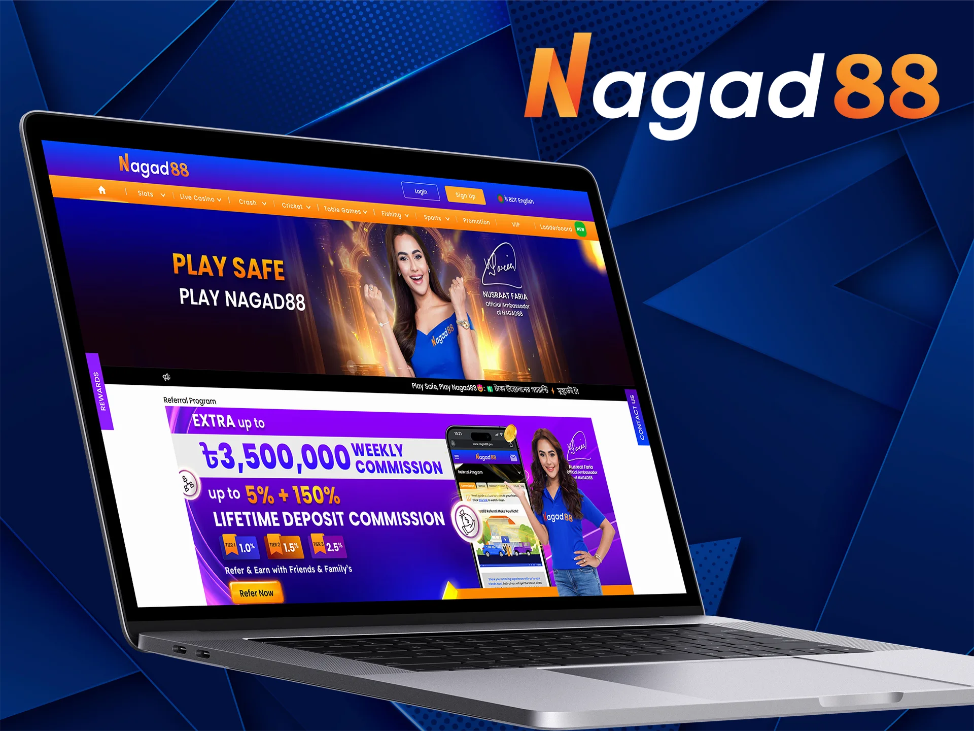 Make your bets and play at Nagad88 directly from your personal computer with the special application.