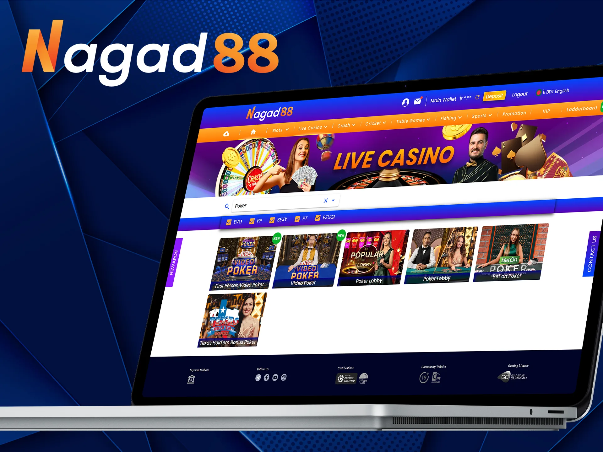 Play poker with Nagad88.