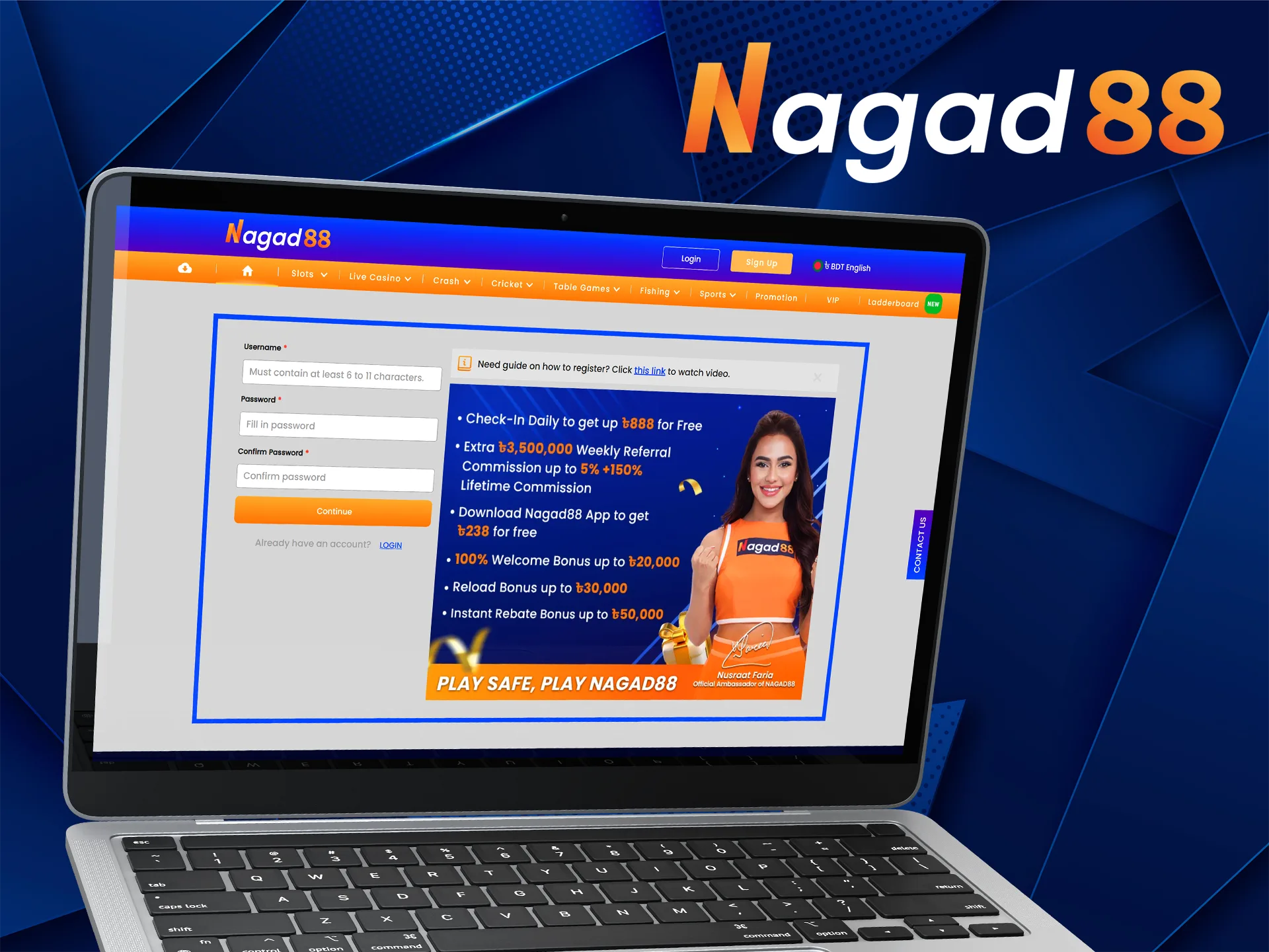 Complete a simple registration process at Nagad88.