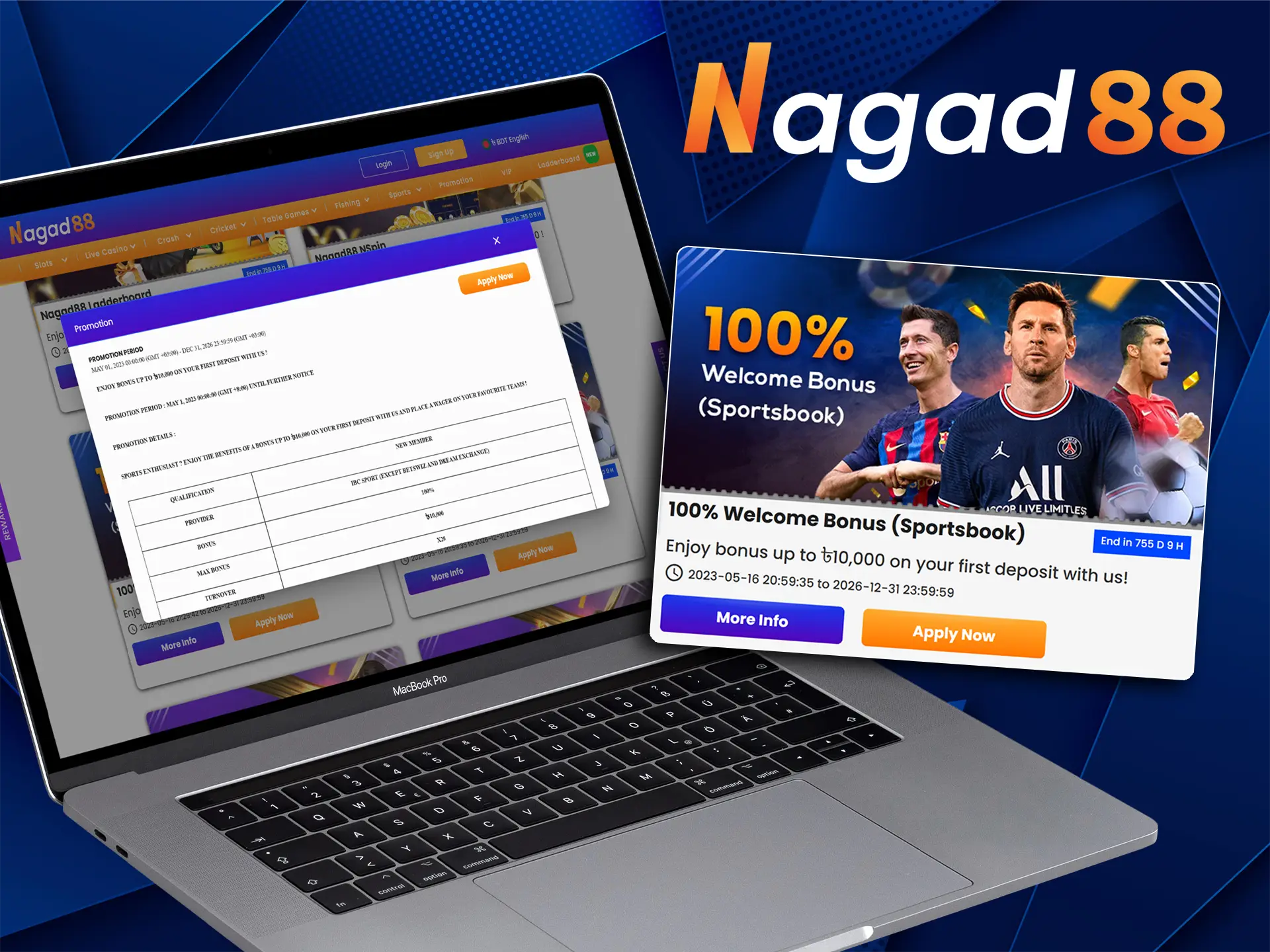 Nagad88 offers a great bonus on sport betting for new players.