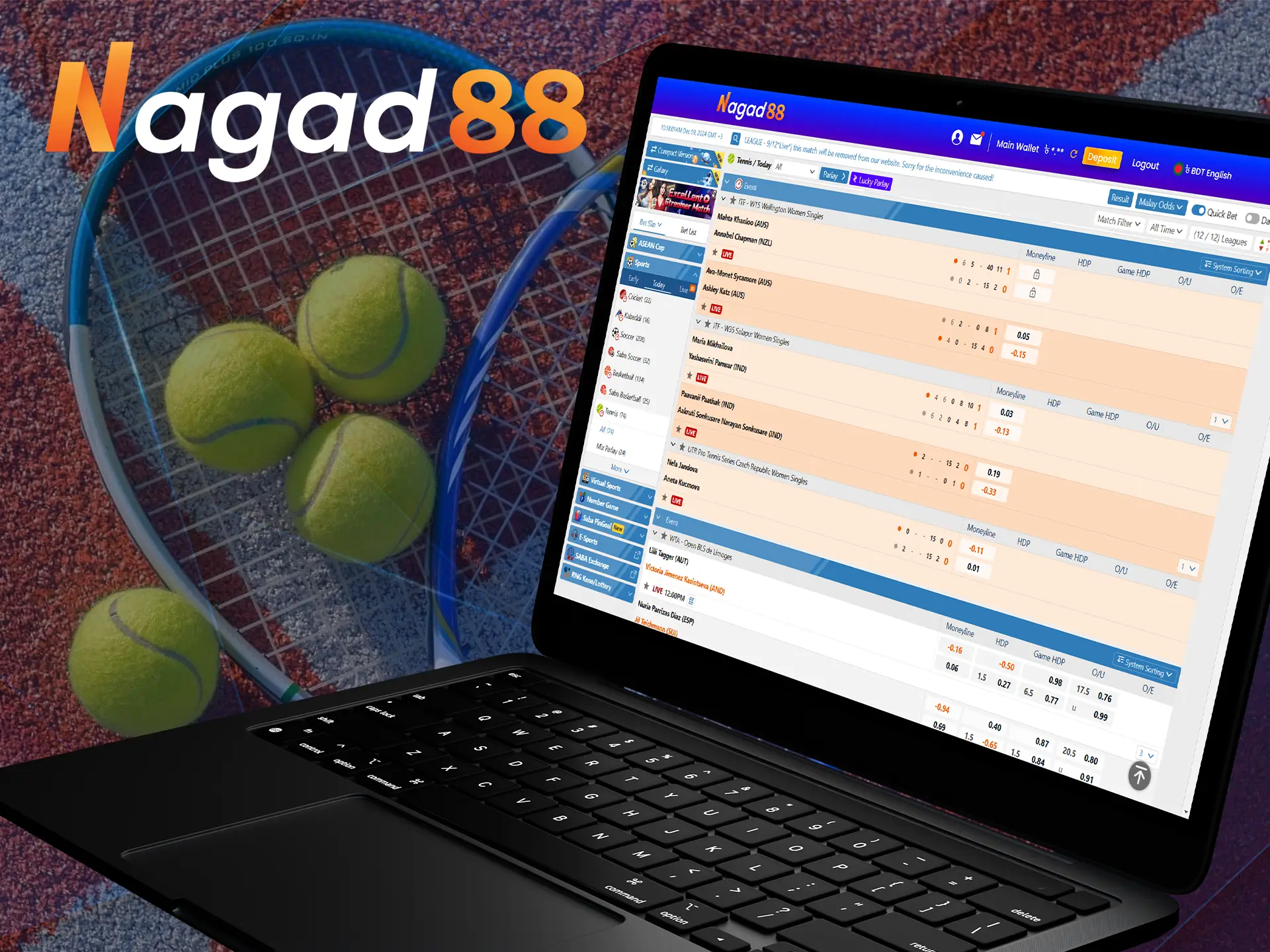 With Nagad88, make your winning tennis bet.