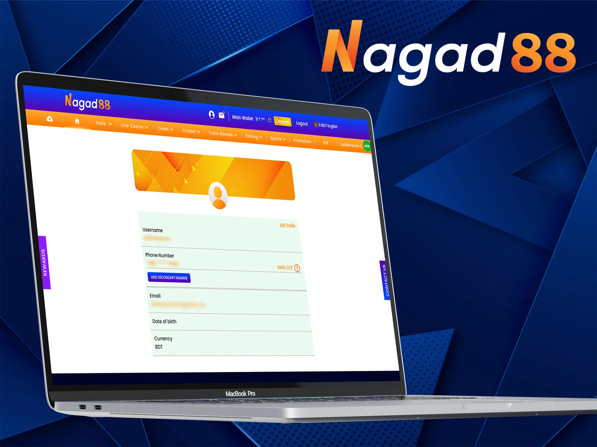 Confirm your identity with Nagad88 to gain access to all features.