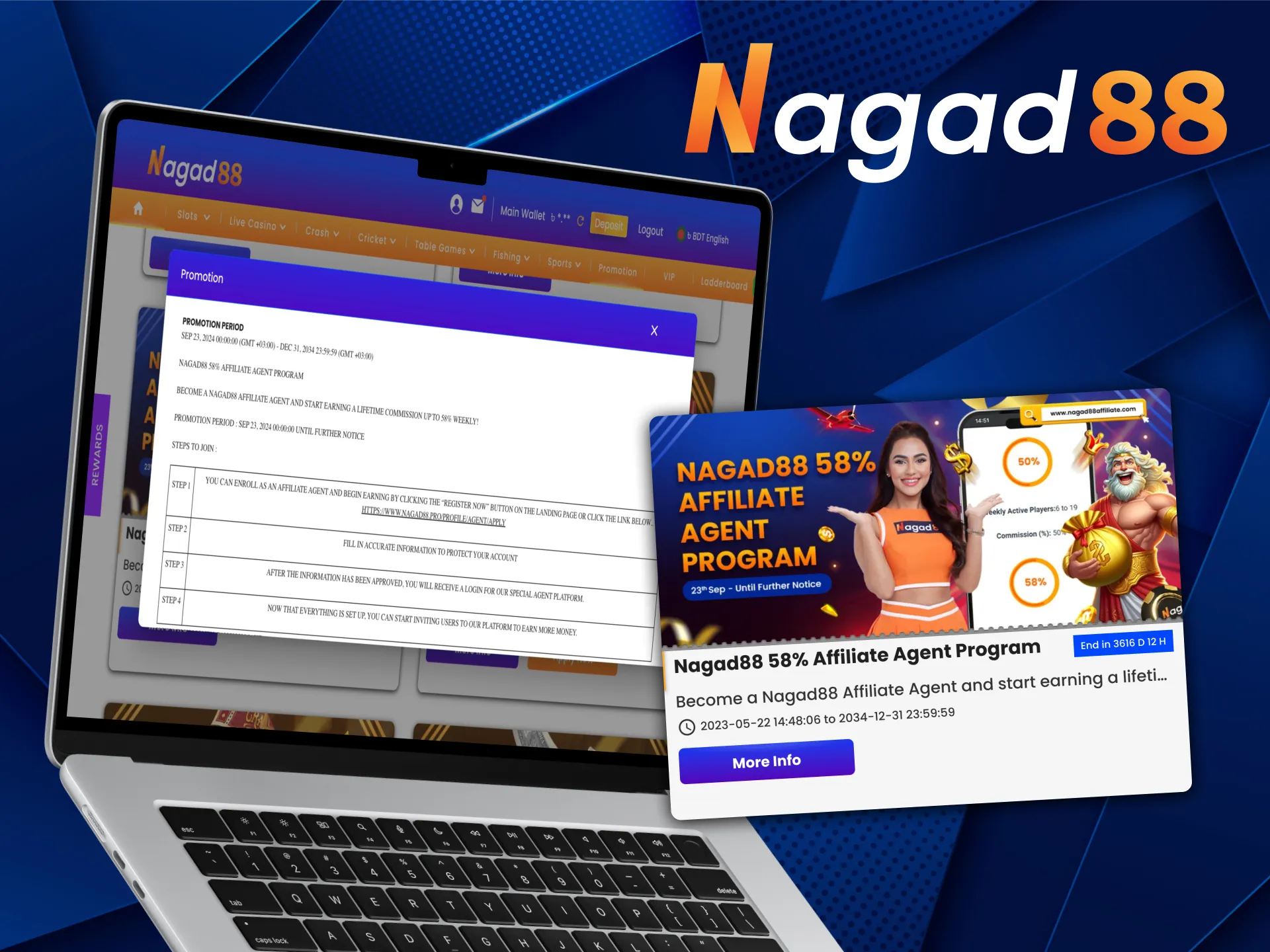 Get extra reward for new Nagad88 affiliate.