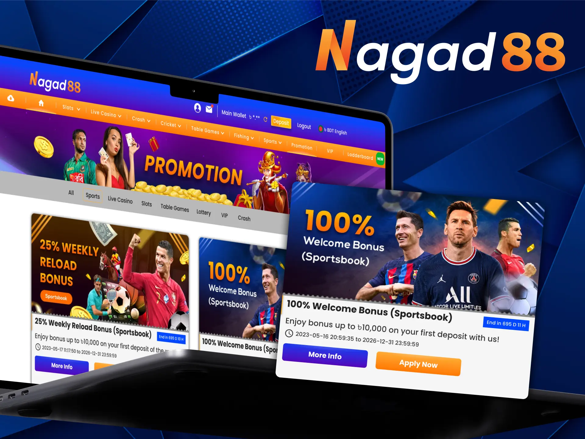 Take advantage of Nagad88 welcome bonus for cricket betting.