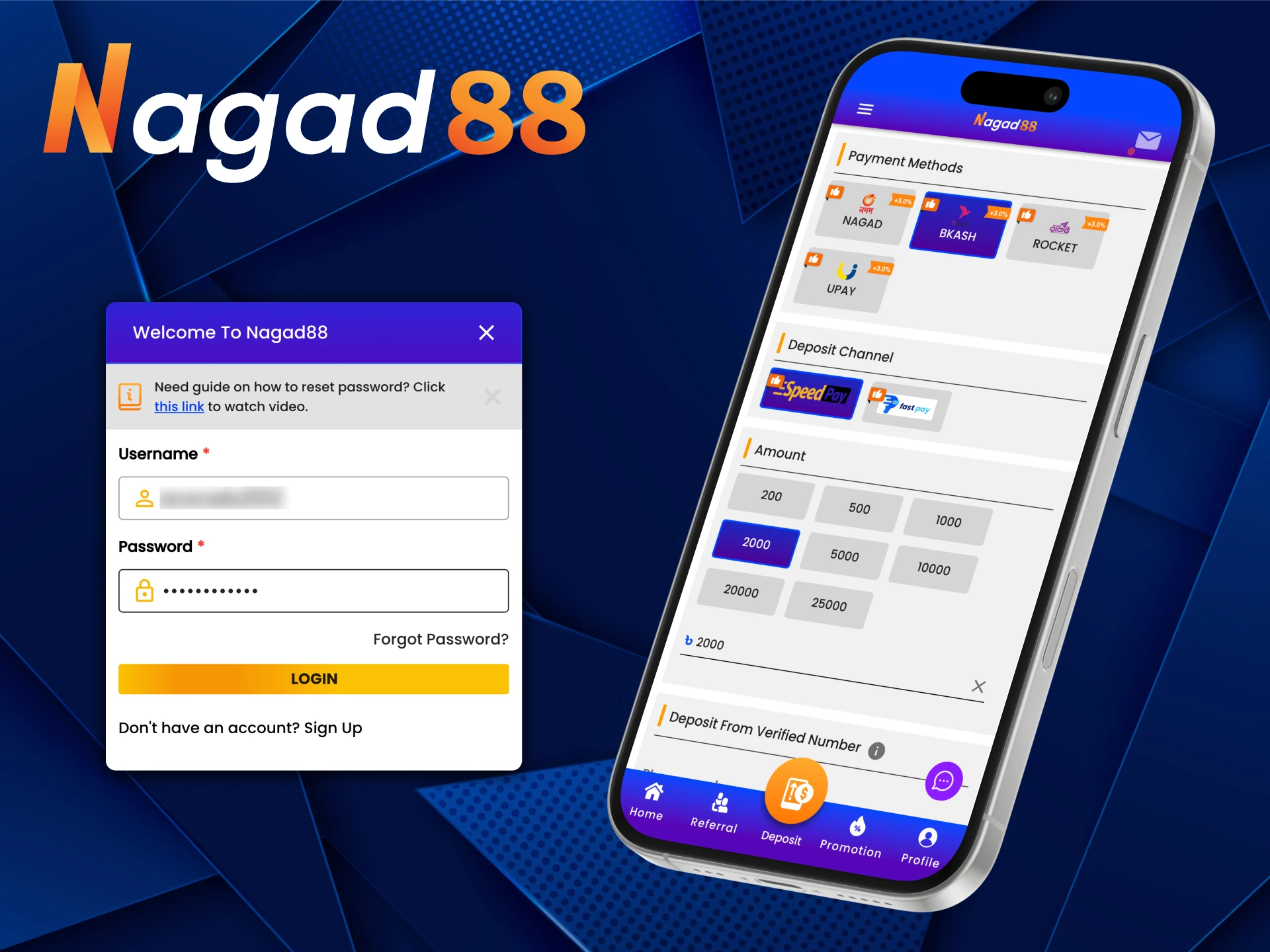 You can fund your Nagad88 account using a mobile device.