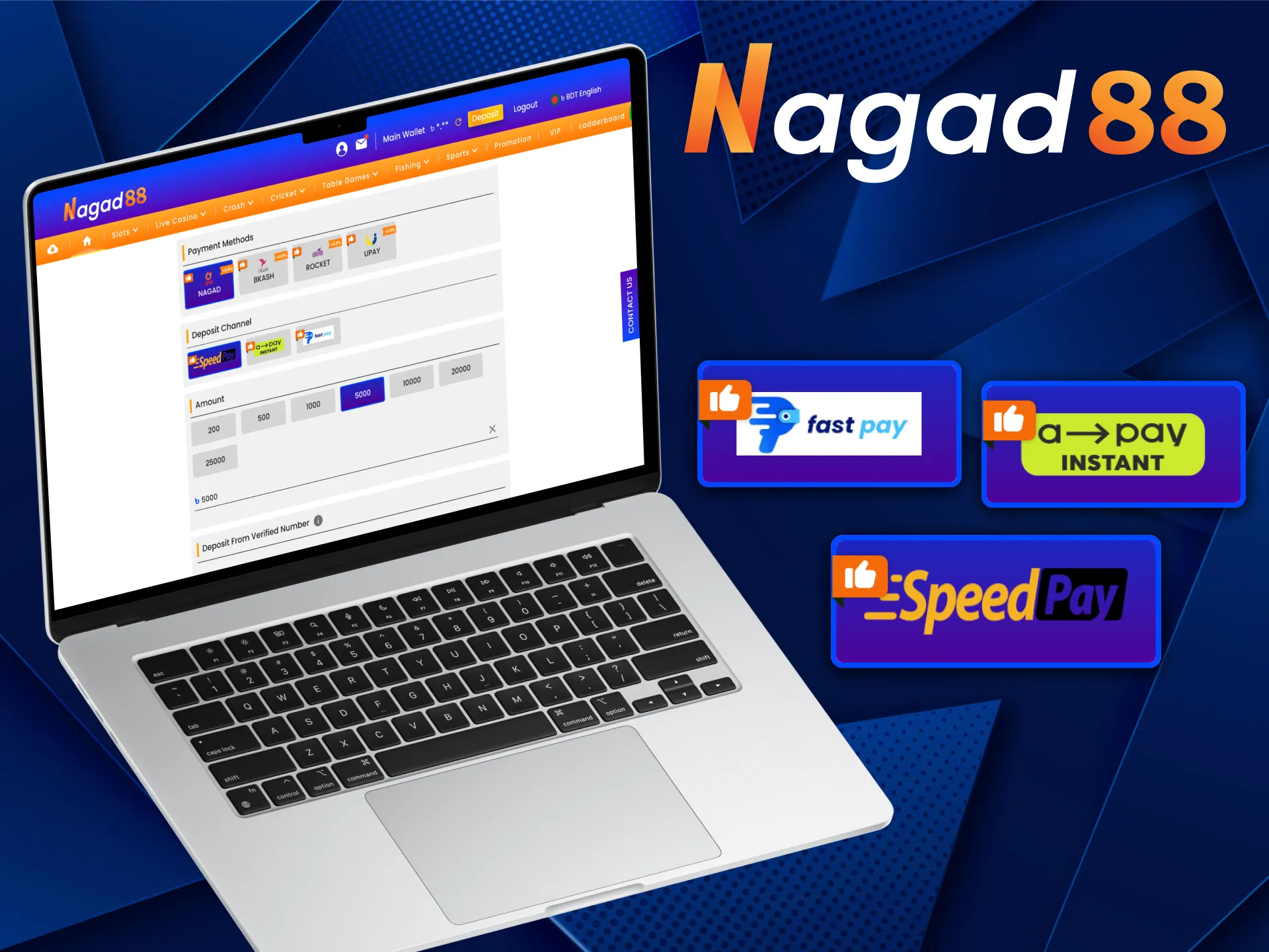 Nagad88 platform offers a fast way to fund your account.