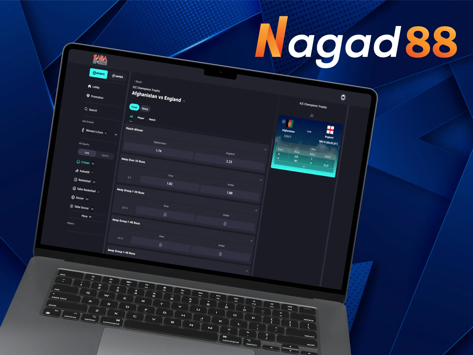 Nagad88 offers great betting odds for the ICC Champions Trophy.