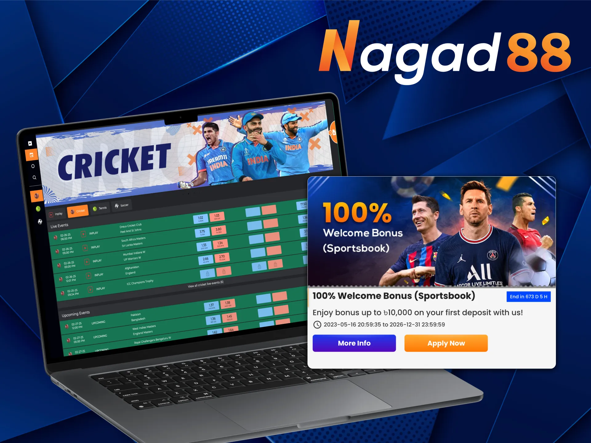 Nagad88 offers generous bonuses for betting on ICC Champions Trophy.