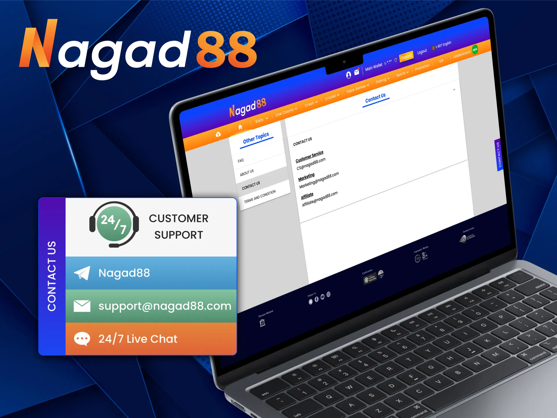 At Nagad88 you can get a fast customer support.