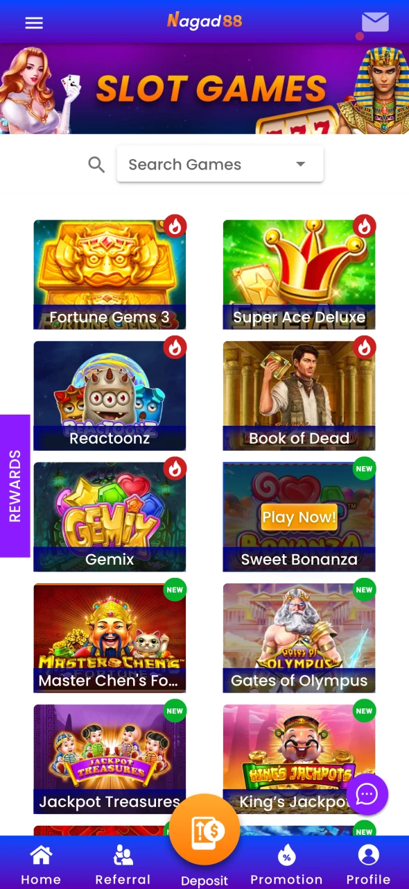 Choose the category of games at Nagad88 and start playing.