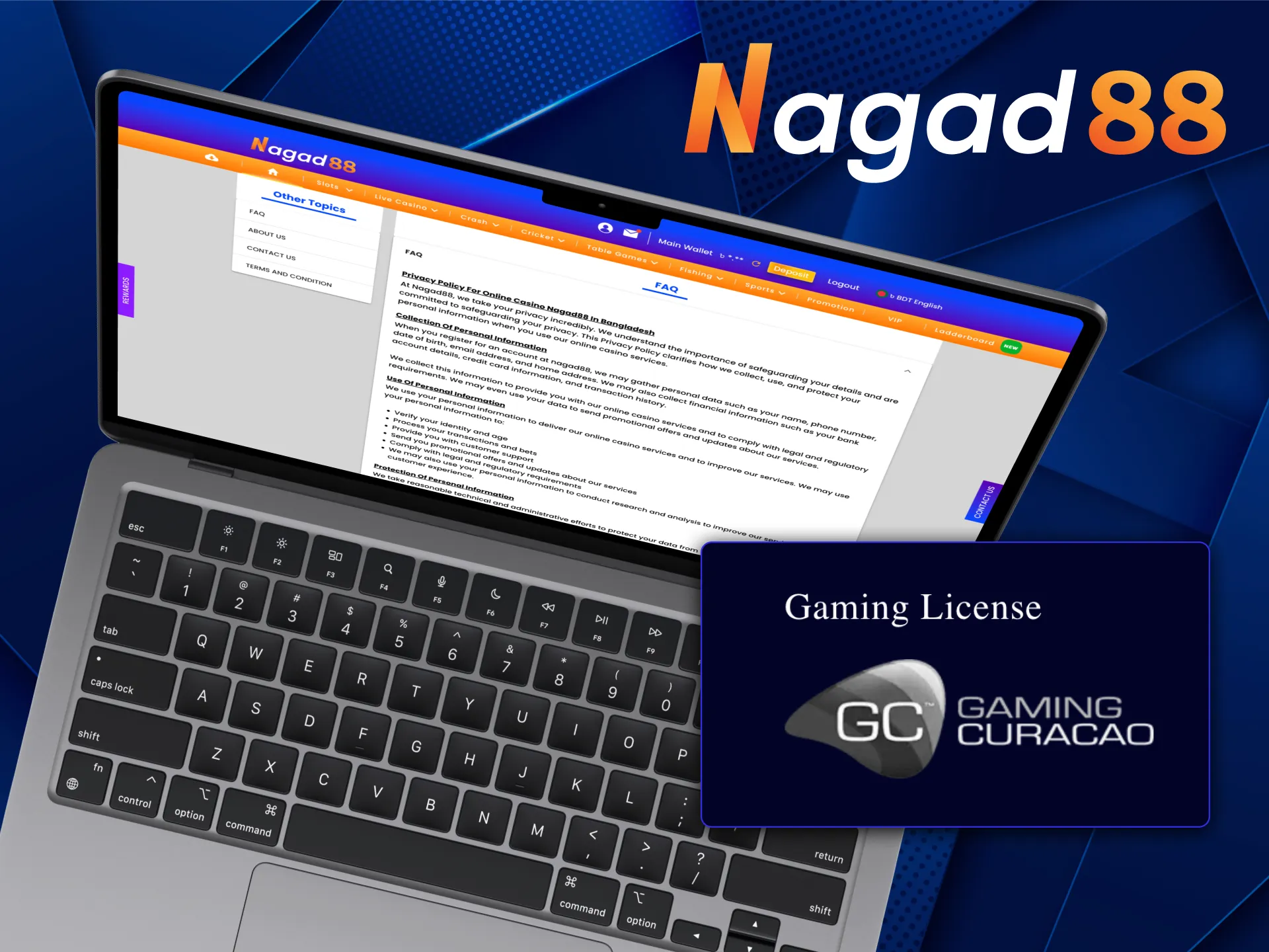 Nagad88 platform operates under a valid gaming license.