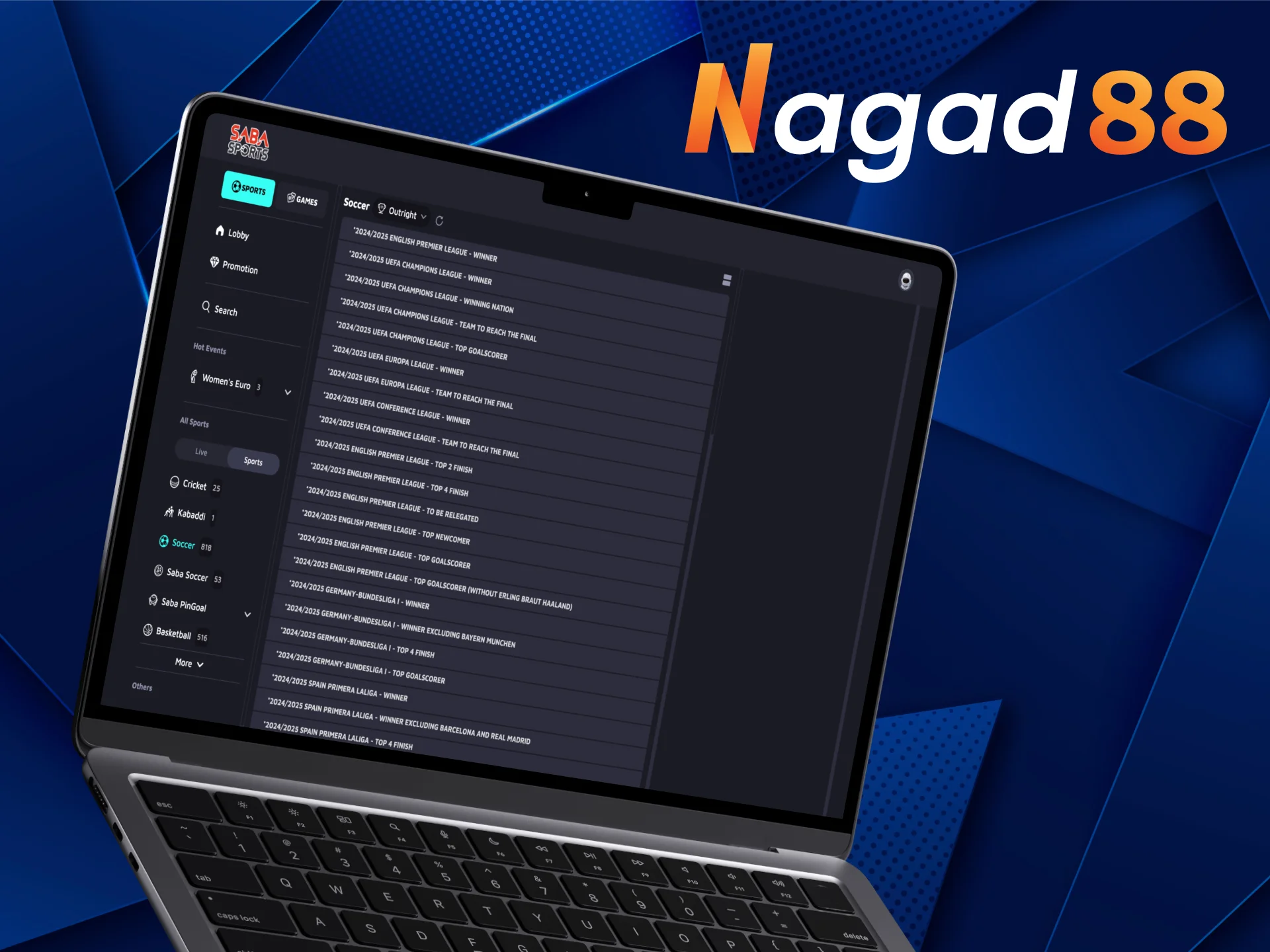 You can find a wide range of events for Nagad88 soccer betting.