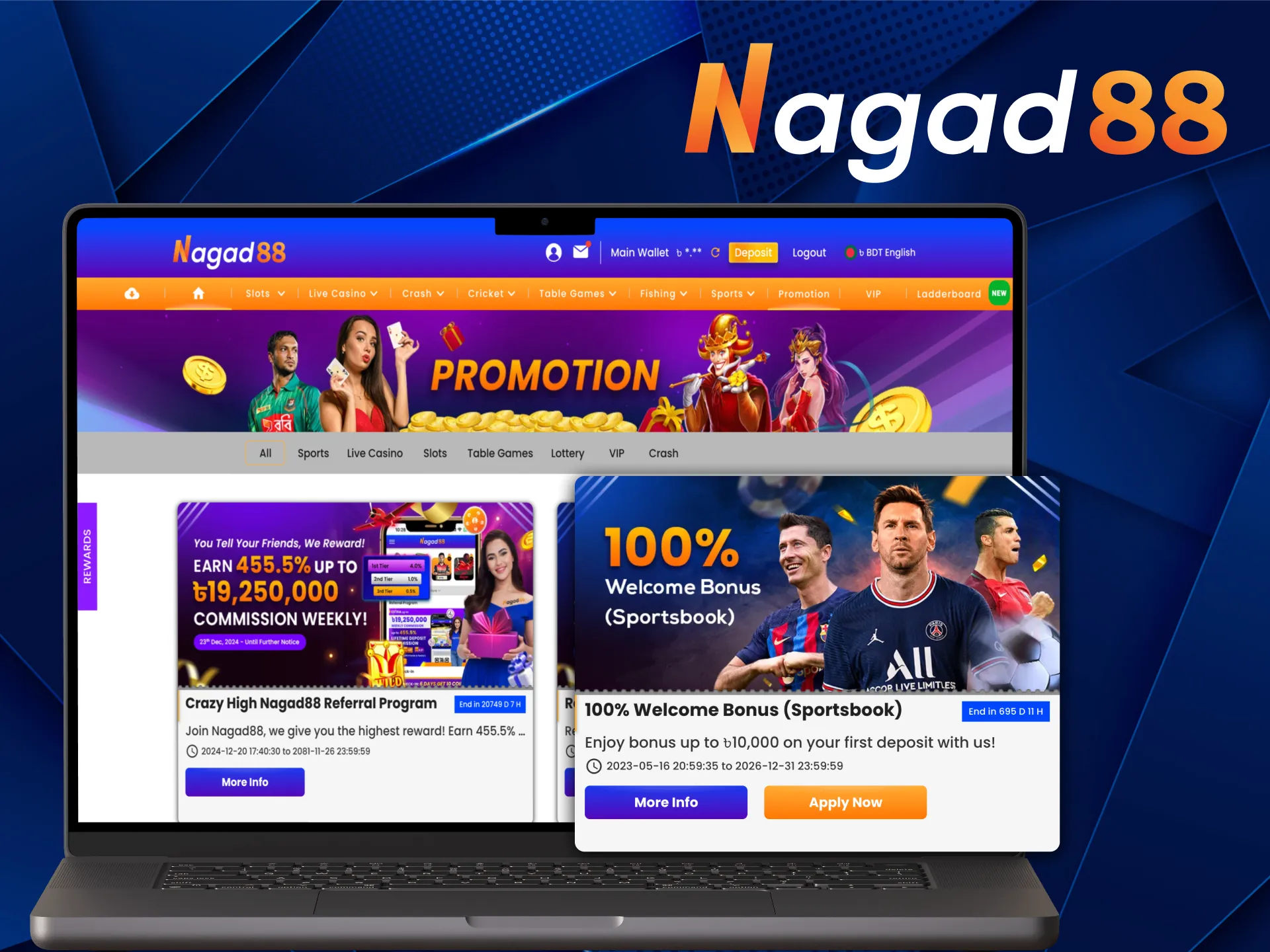 Get a bonus for soccer betting at Nagad88 platform.