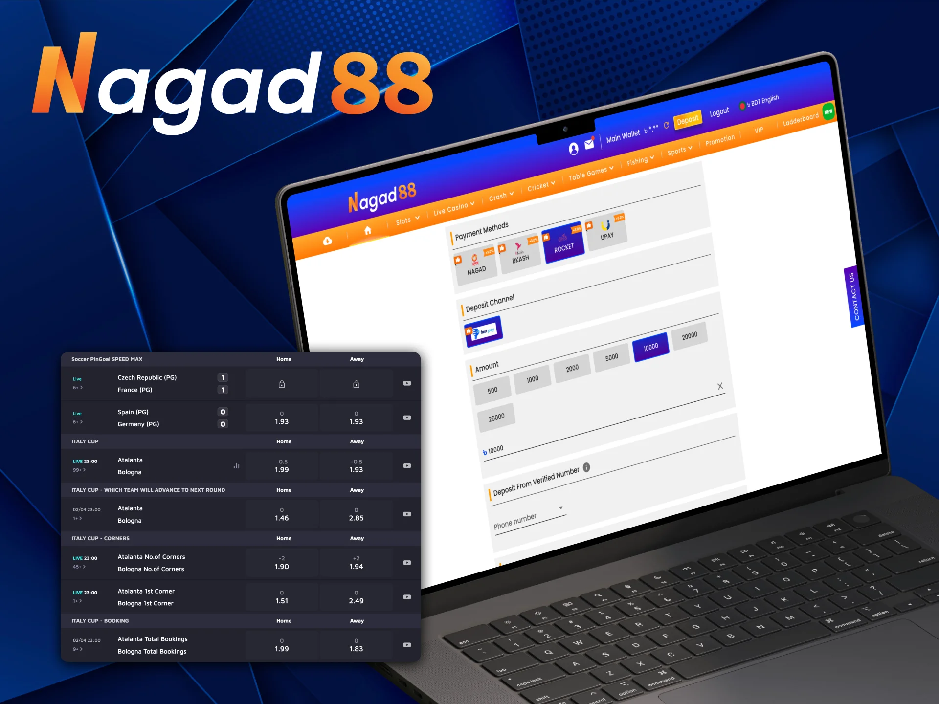 Make your first bet on soccer on Nagad88 site.