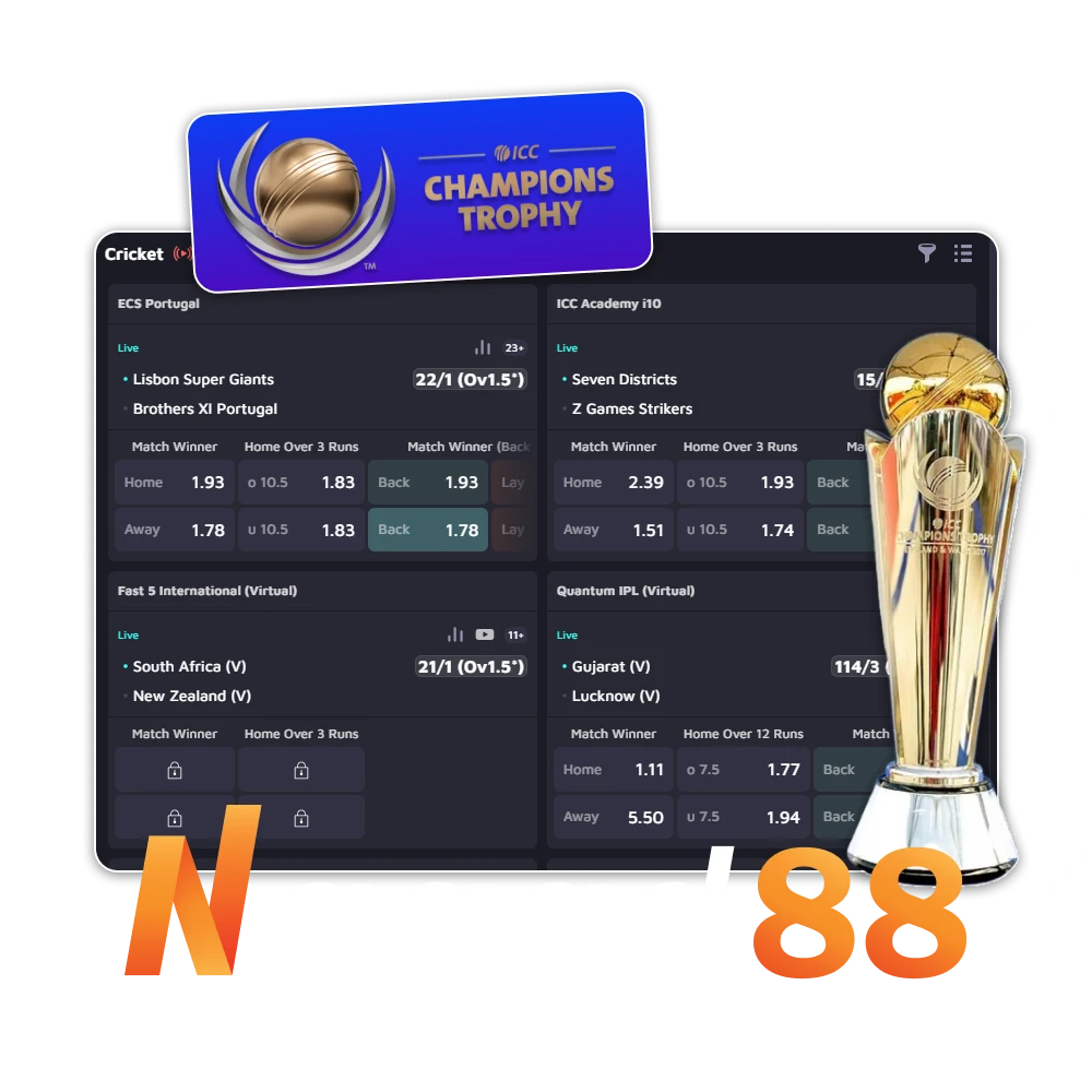 Bet on ICC Champions Trophy with Nagad88 platform.