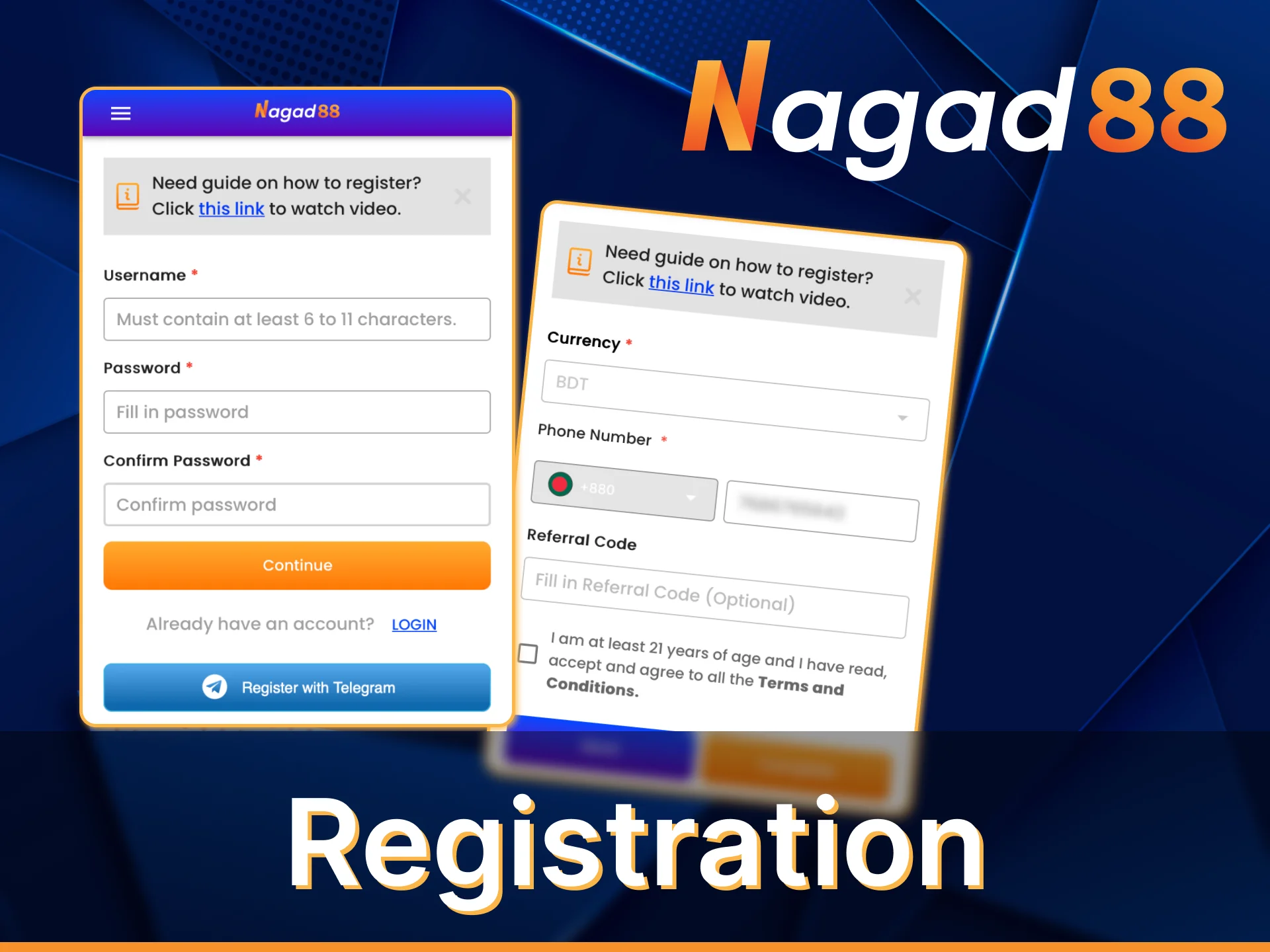 Register at Nagad88 online casino and get full access to all games and sports betting.