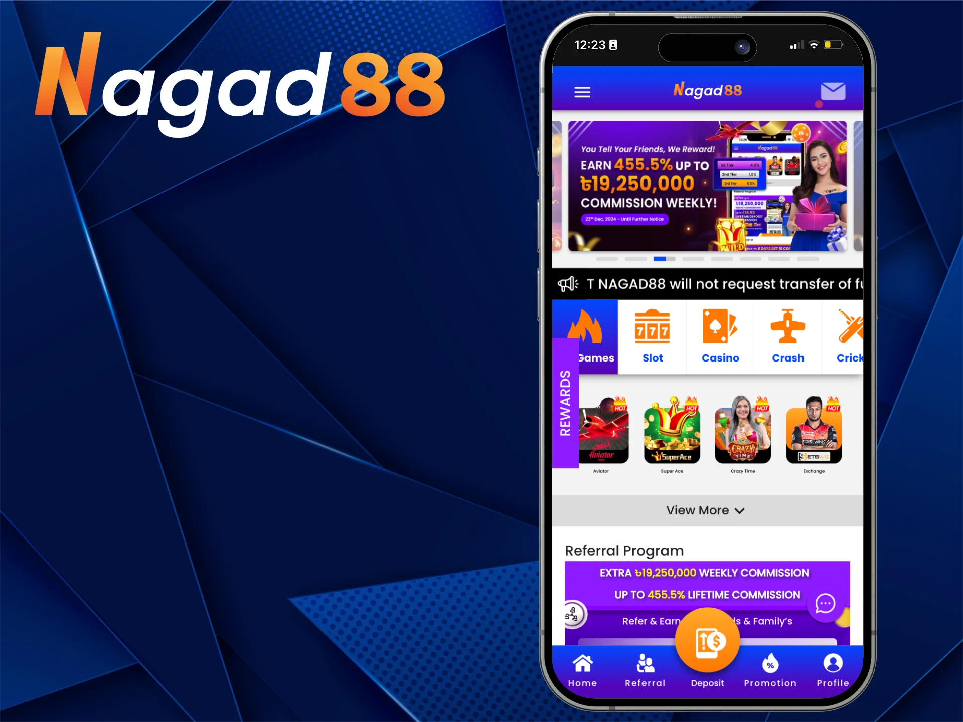 After installing the Nagad88 online casino application on your iOS phone, open it and play your favorite casino games.