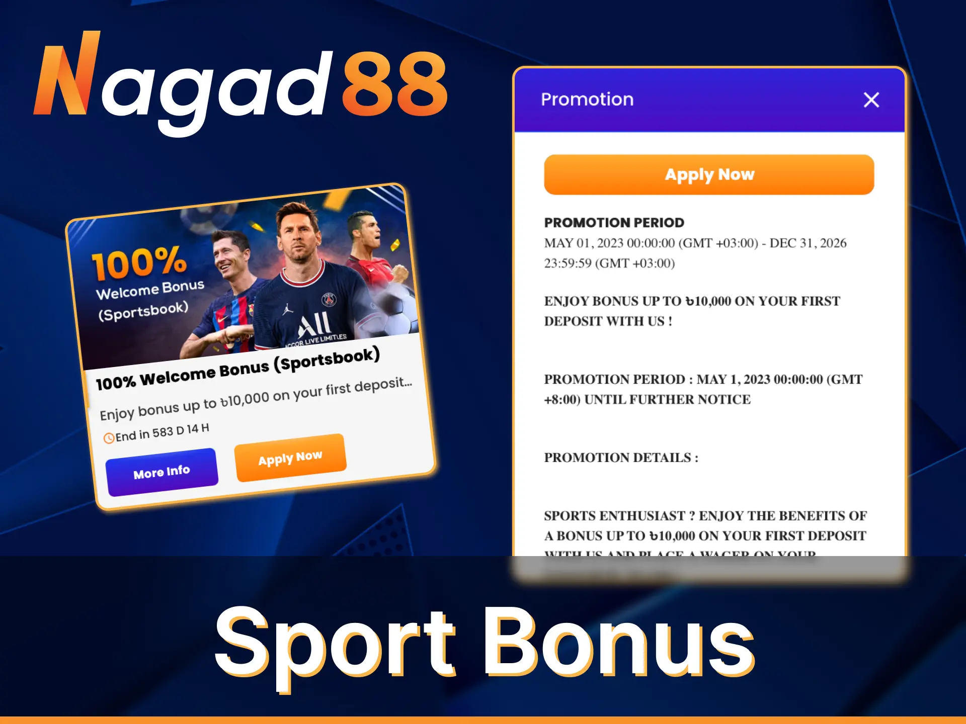 In the Nagad88 app, get a special bonus on sports betting.