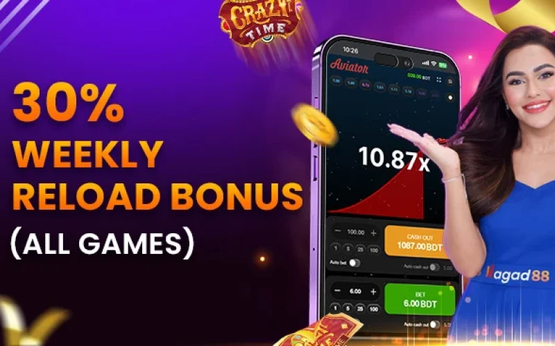 Enjoy bonus on your first deposit of the week.